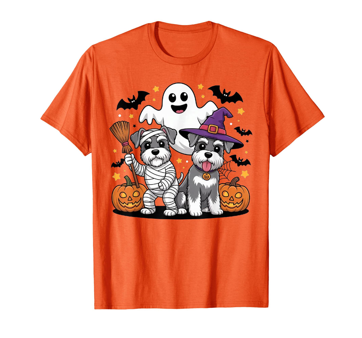 Funny Schnauzer Dog Lover Witch Mummy Ghost Halloween Party T-Shirt