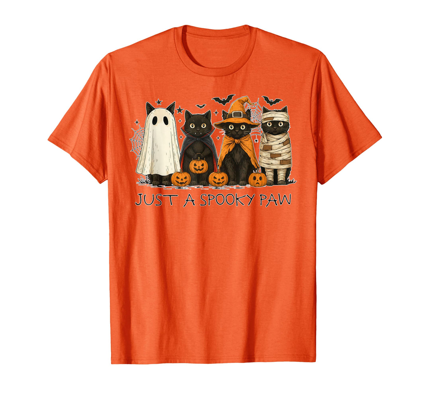 Just a Spooky Paw Halloween Cat Funny Cute Mummy Skeleton T-Shirt