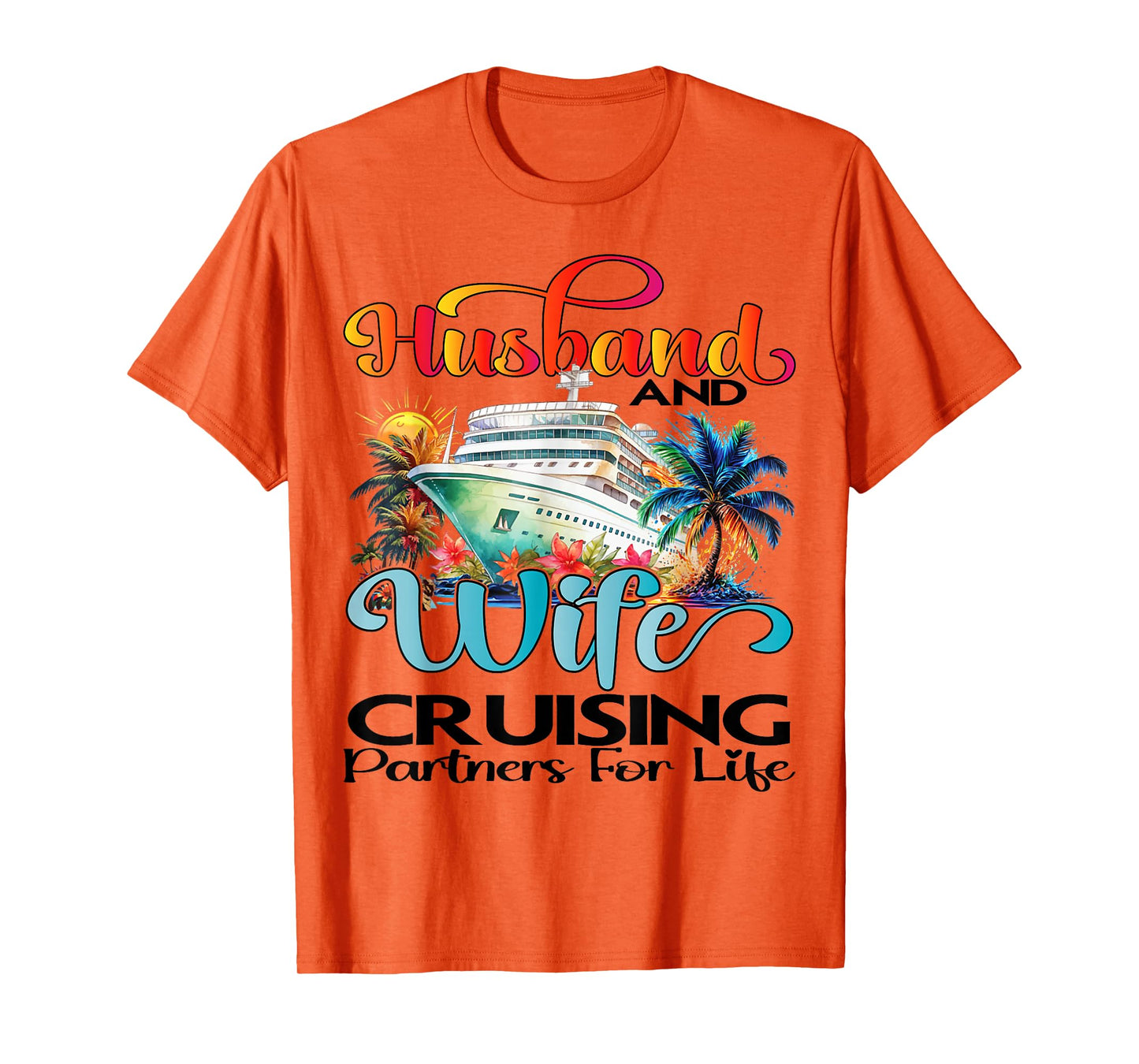 Husband Wife Partner Cruise Together 2025 Matching Unisex-Adults T-Shirt White Small Short Sleeve Cotton 80% Polyester 20% Couples Matching T-Shirt