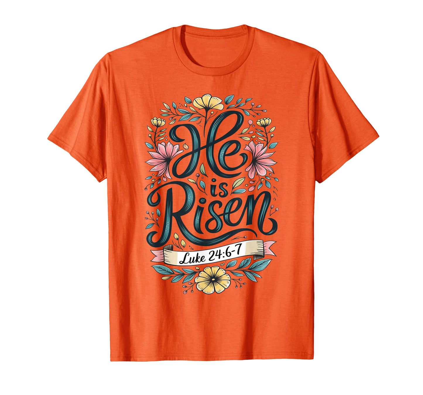 He Is Risen Easter Floral Jesus Christian Easter Women Girls T-Shirt