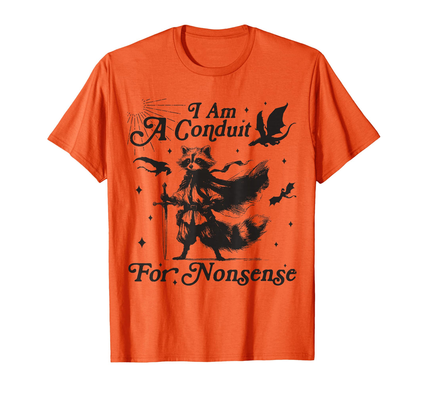 I Am A Conduit For Nonsense Trendy Raccoon Unisex-Adults Grey Small Cotton, Polyester Short Sleeve T-Shirt