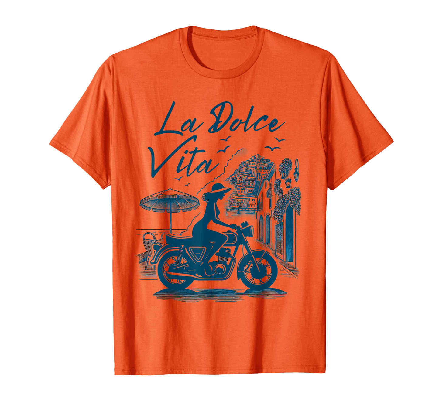 La Dolce Vita Positano Italian Coast Retro Motorcycle Woman T-Shirt