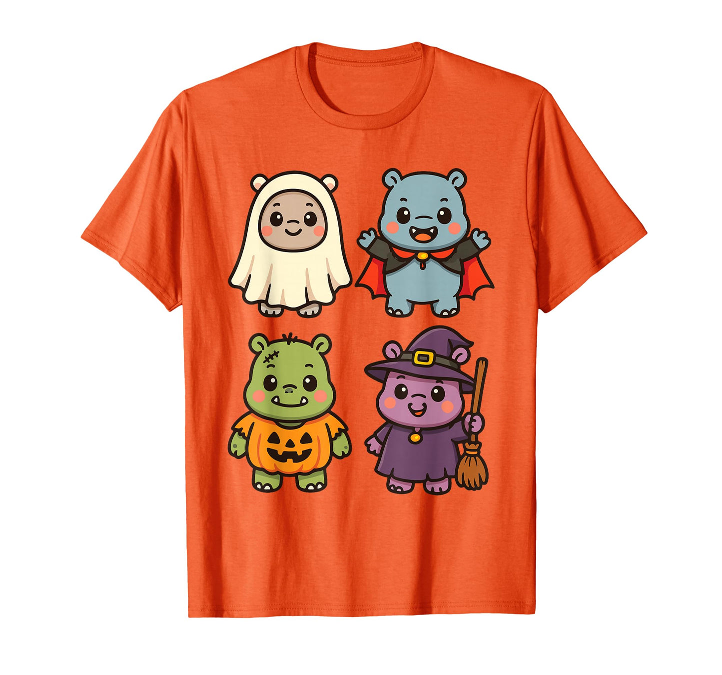 Funny Hippo Halloween Ghost Witch Zombie Costume for Boys T-Shirt