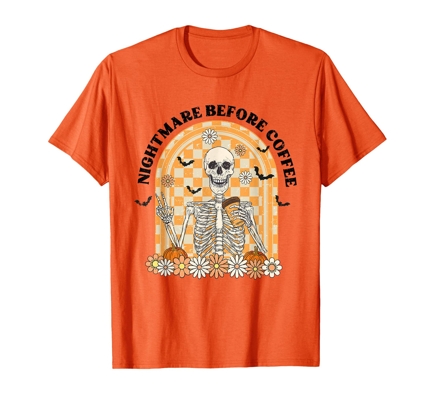 Nightmare Before Coffee Halloween Skeleton Drink Coffee T-Shirt