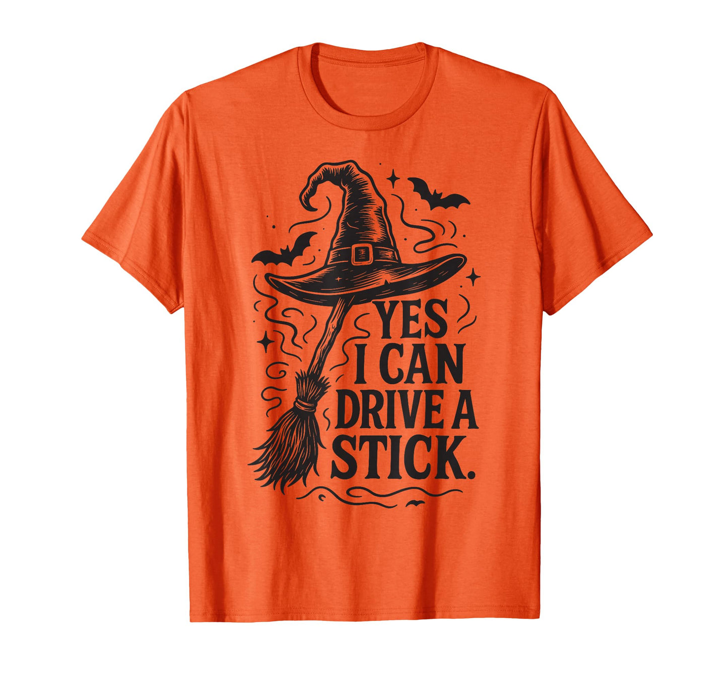 Yes I Can Drive A Stick Funny Halloween Spooky Witch Mom T-Shirt