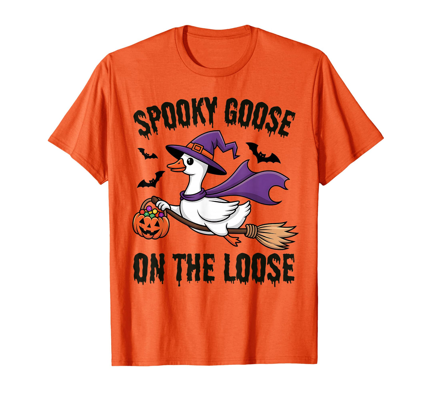 Spooky Goose On The Loose Goose Witch Animal Halloween T-Shirt