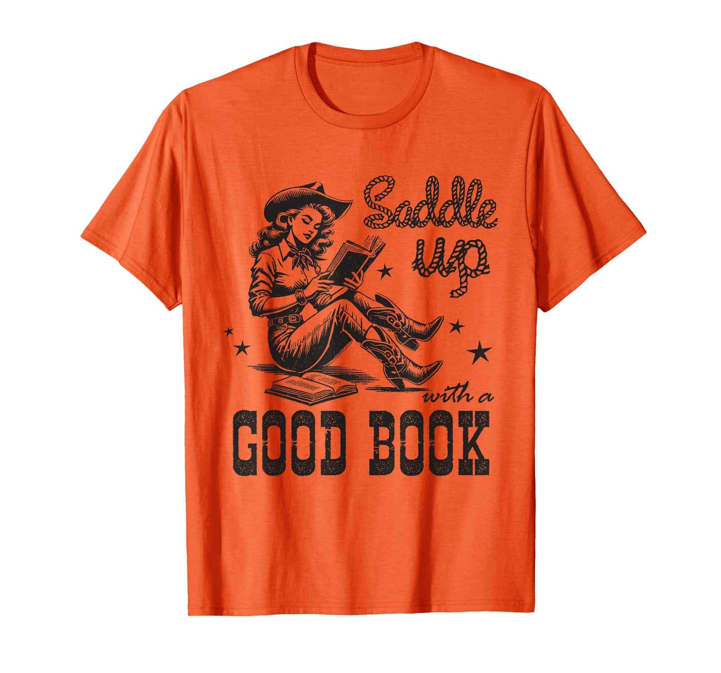 Retro Cowgirl ReadingTee Saddle Up With A Good Book Western T-Shirt