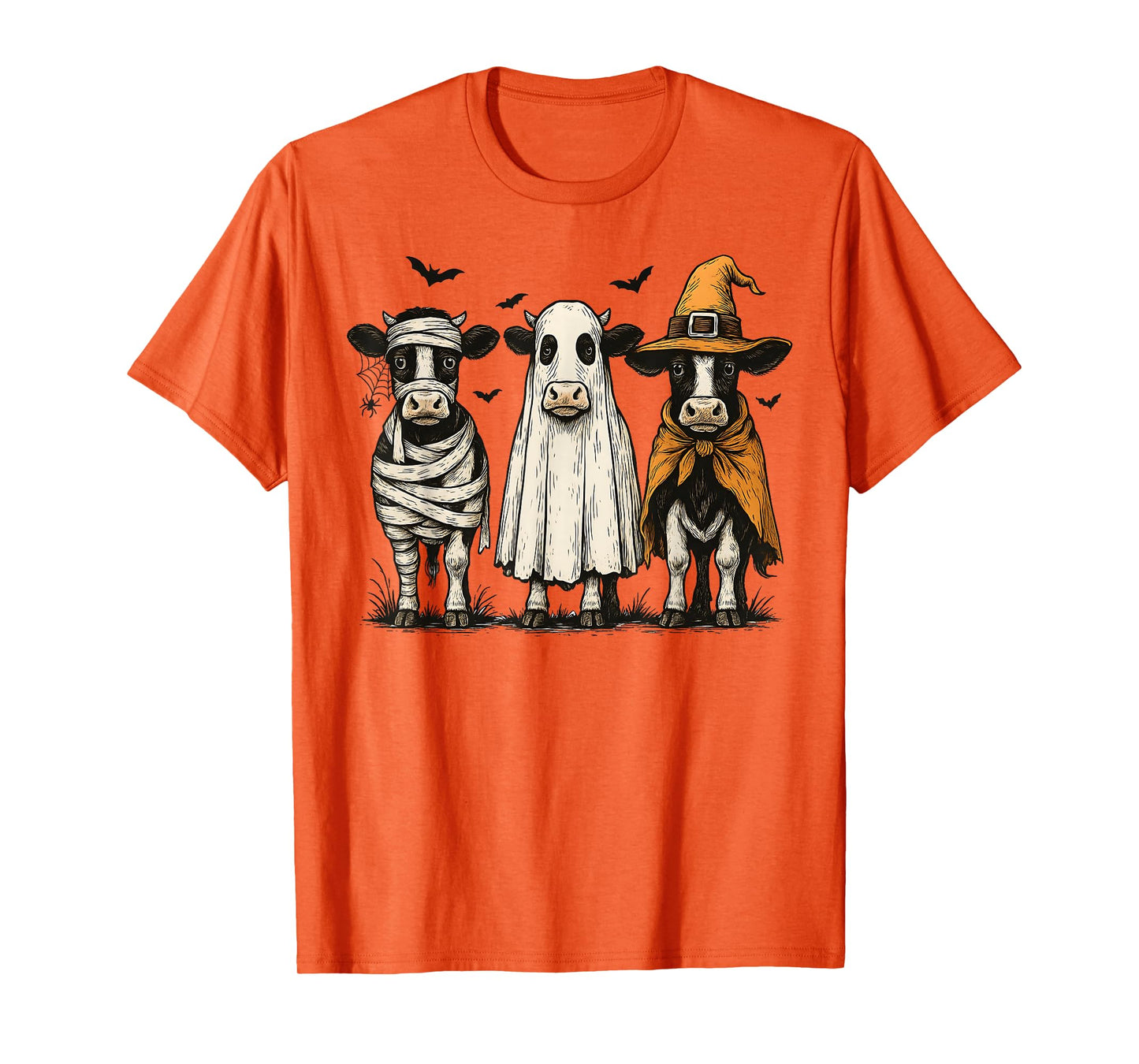 Cow Halloween Spooky Cow Ghost Witch Cow Halloween Cow Lover T-Shirt