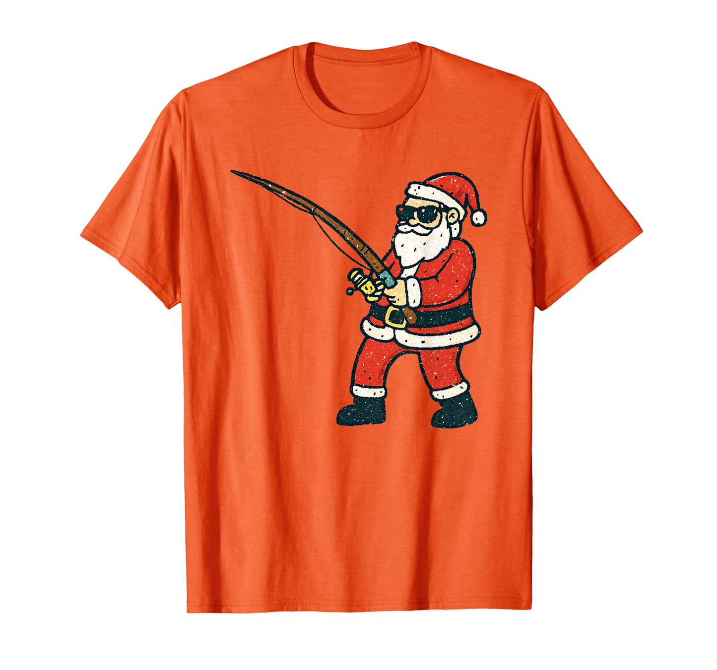 Santa Fishing Christmas Vintage Fish Funny Xmas T-Shirt