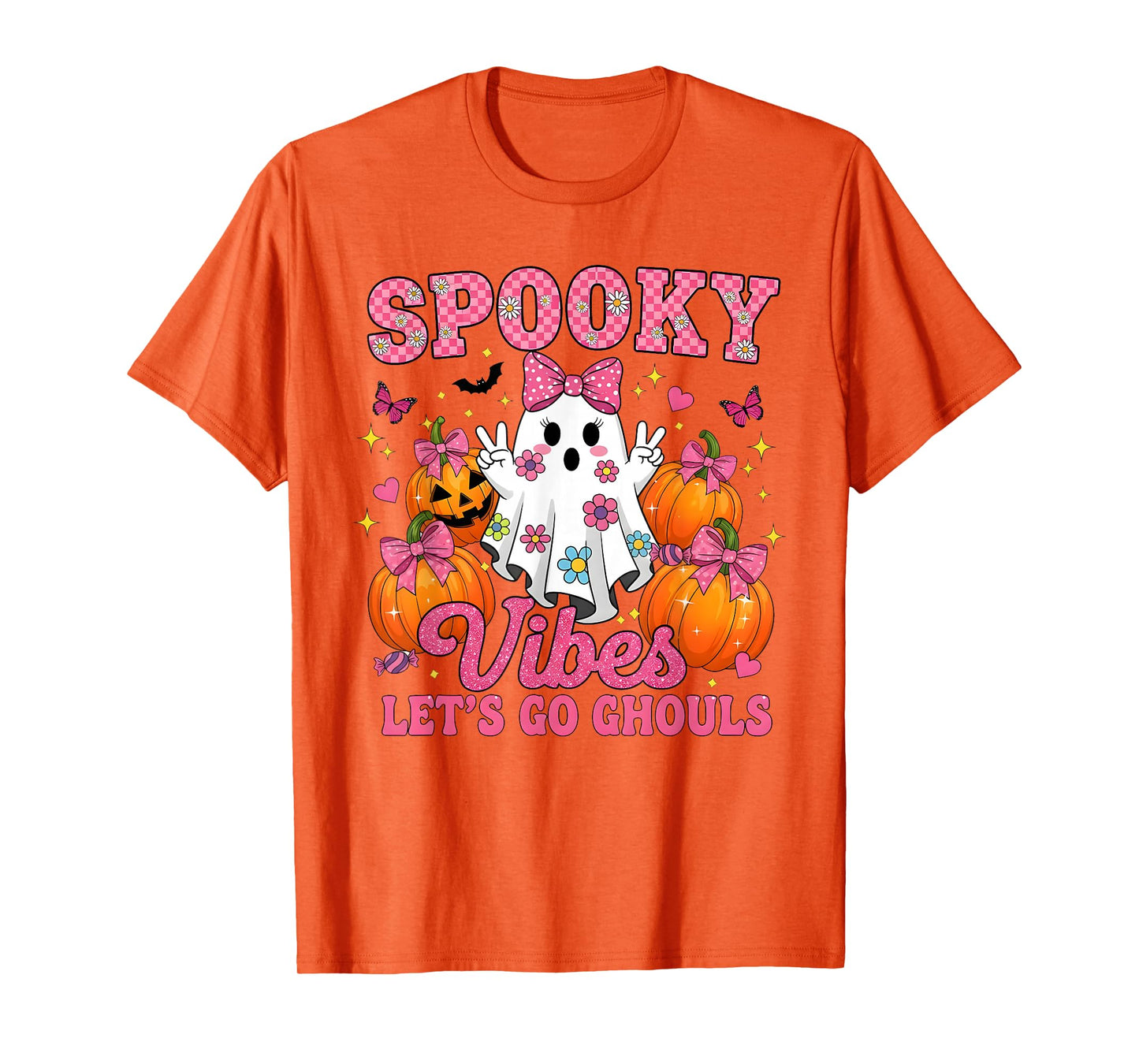 Spooky Vibes Let's Go Ghouls Ghost Trick Or Treat Halloween T-Shirt