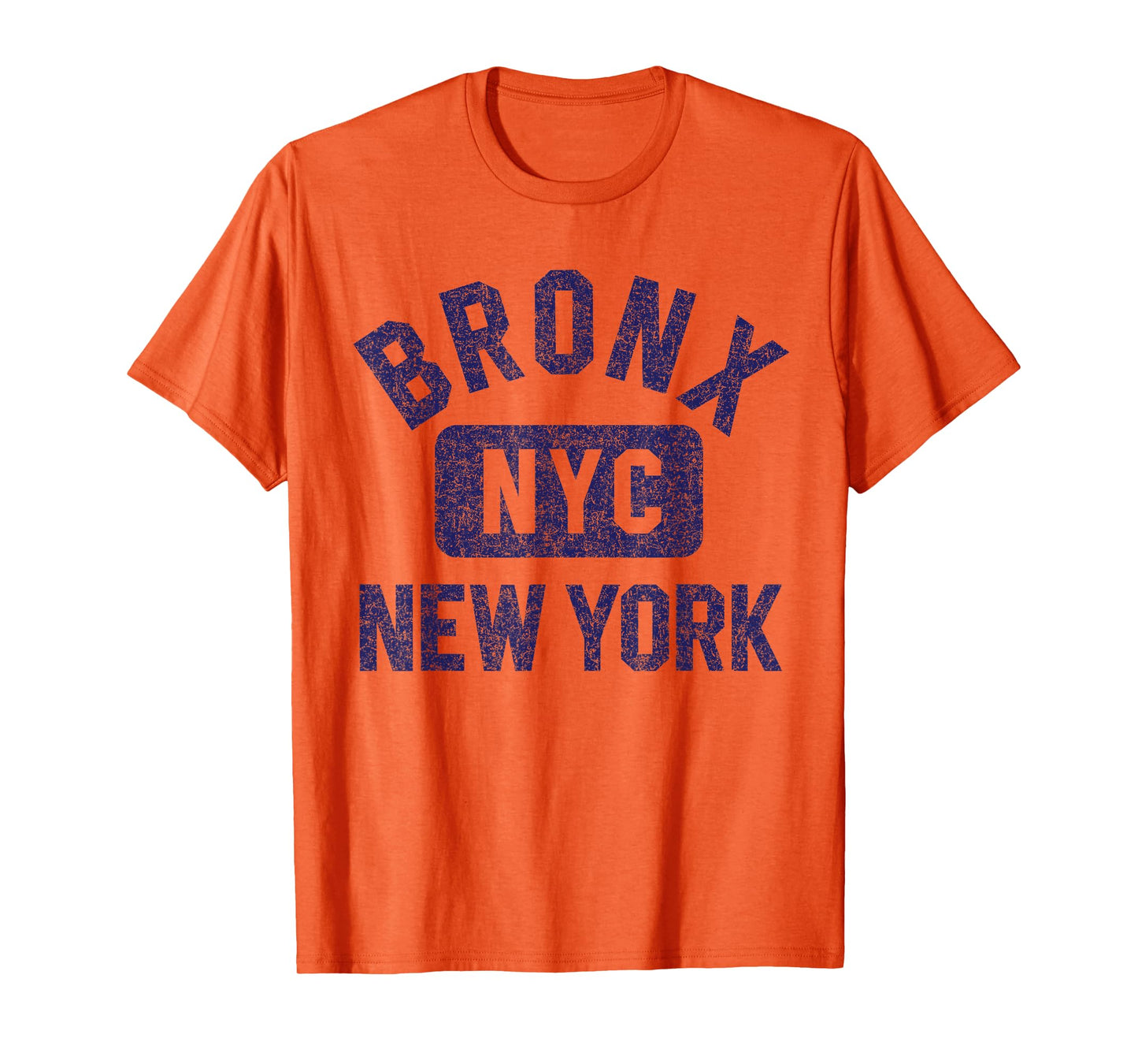 Bronx NYC New York Gym Style Distressed Dark Blue Print T-Shirt