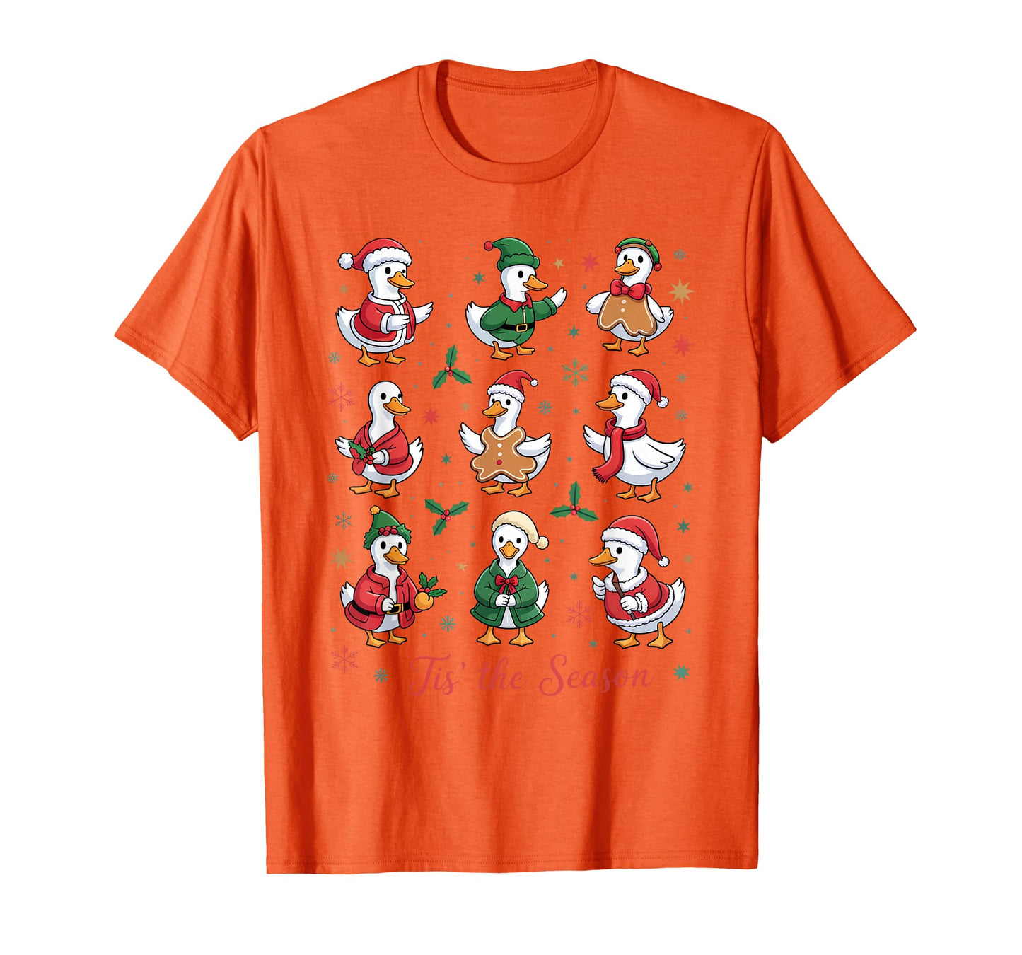 Retro Silly Goose Santa Cute Merry Christmas Tis The Season T-Shirt