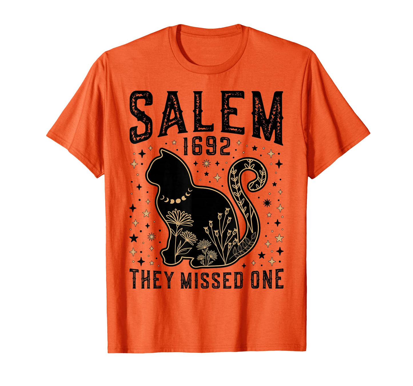 They Missed One 1692 Salem Witch Trials Black Cat Wildflower T-Shirt
