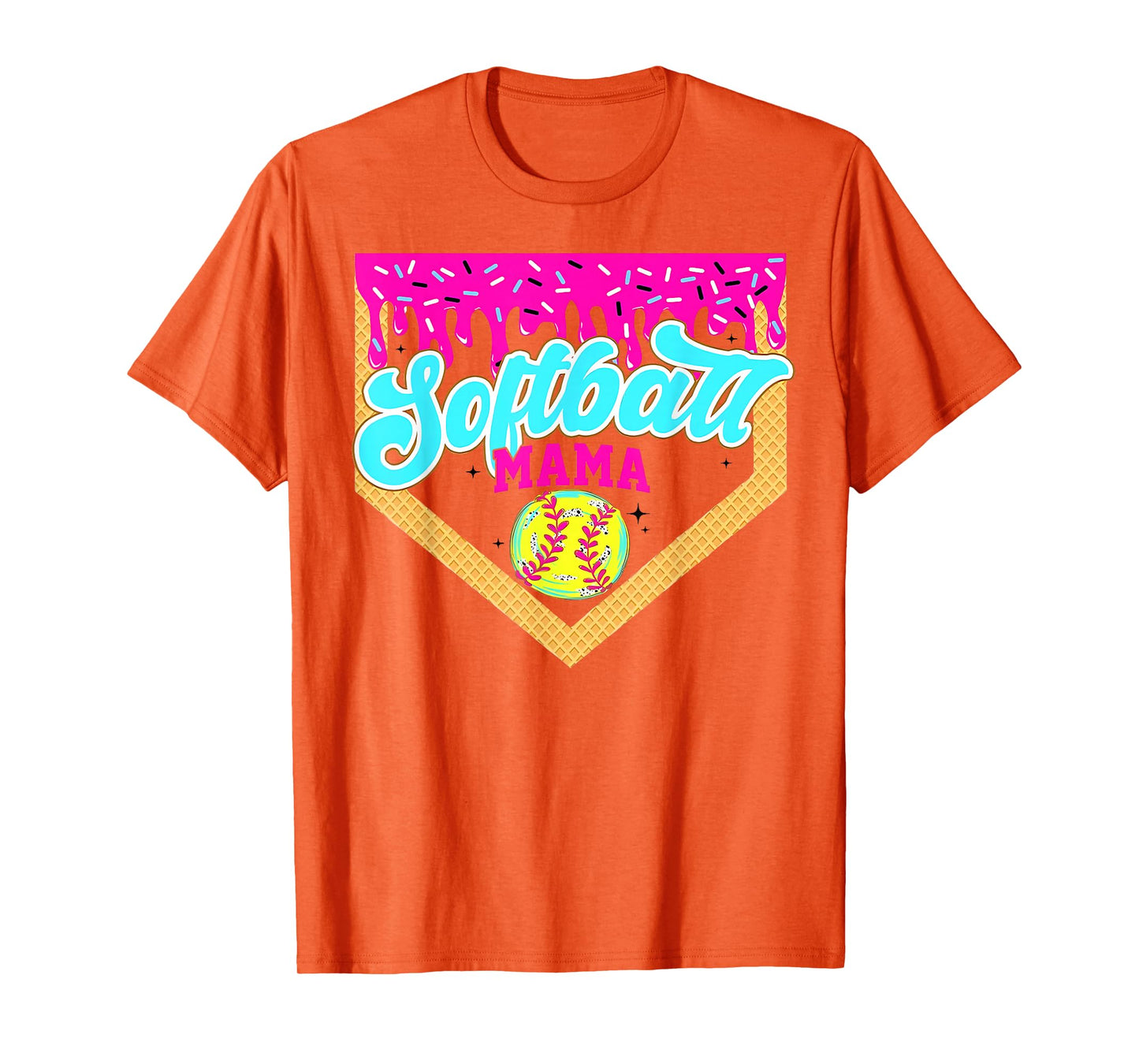 Softball Mama Drip Ice Cream Dripping Game Day Softball Mom T-Shirt