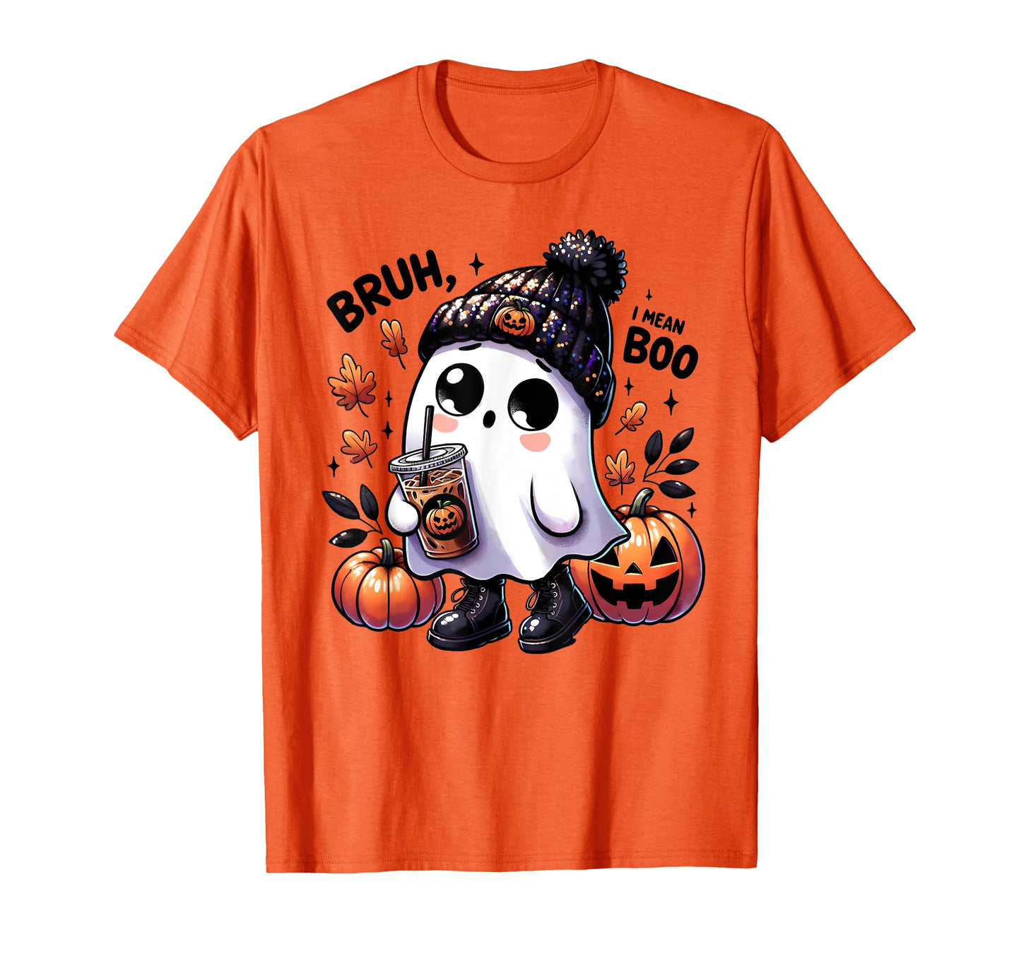Bruh I Mean Boo Funny Ghost Jack O Lantern Coffee Halloween T-Shirt