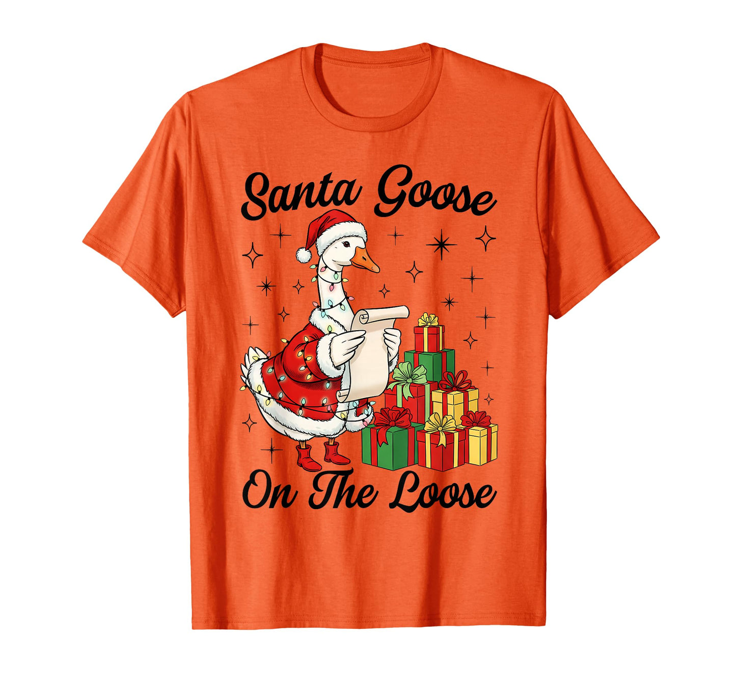 Santa Goose On The Loose Funny Silly Goose Christmas Pajama T-Shirt