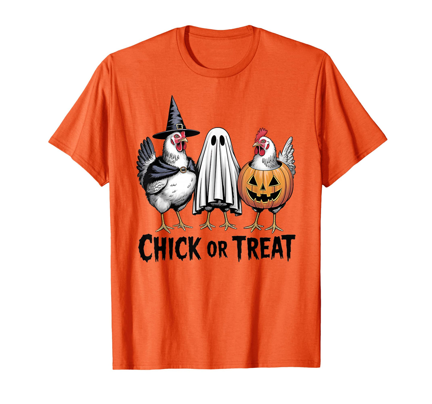 Chick Or Treat Spooky Witch Ghost Pumpkin Chicken Halloween T-Shirt