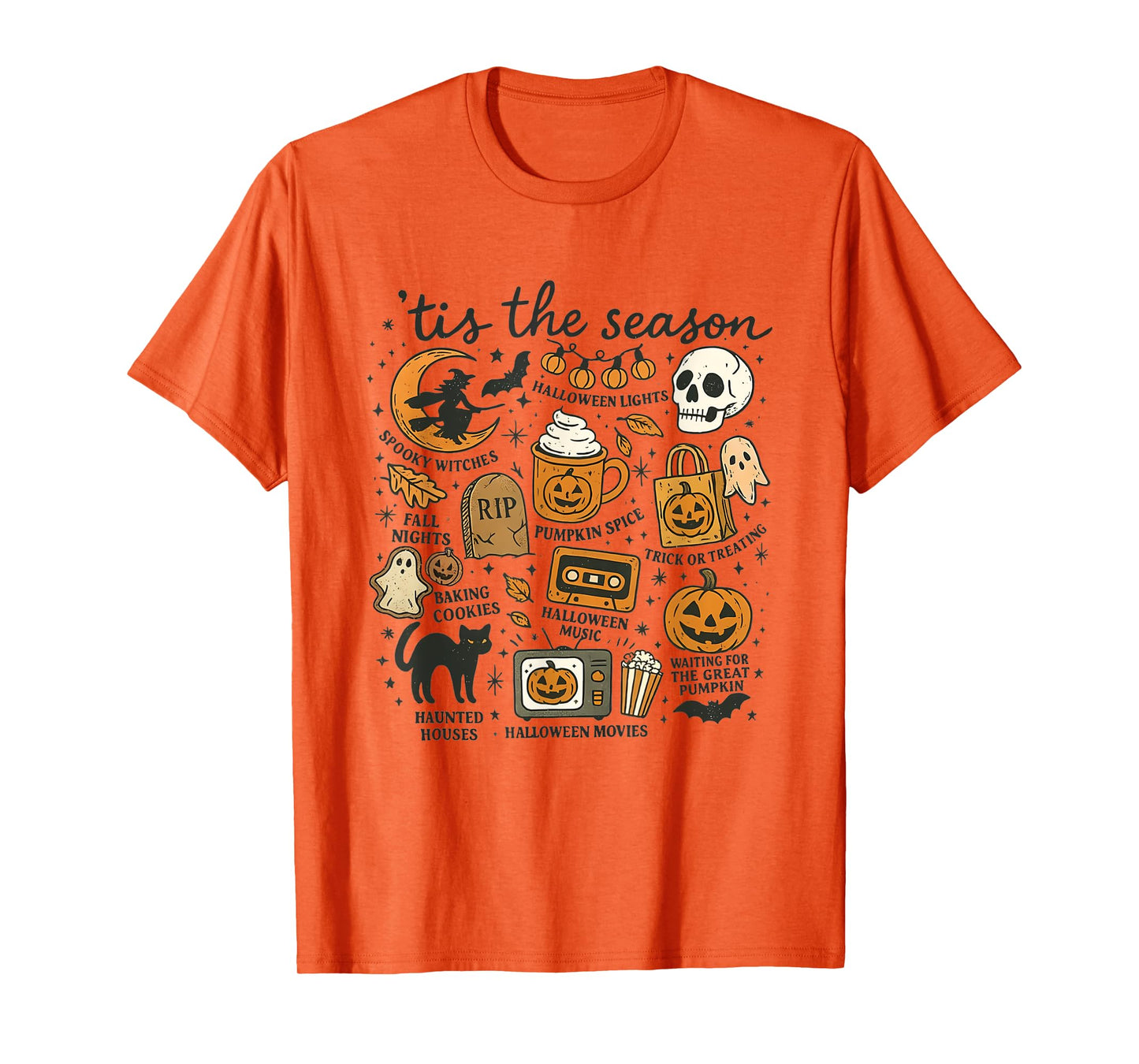 Vintage Tis' the Season Retro Halloween Pumpkin Witch Women T-Shirt