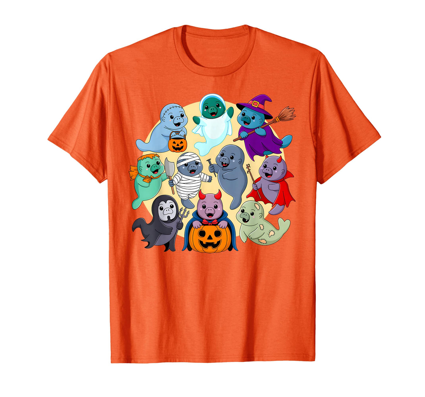 Cute Manatee Ghost Zombie Witch Halloween Costume Kids T-Shirt
