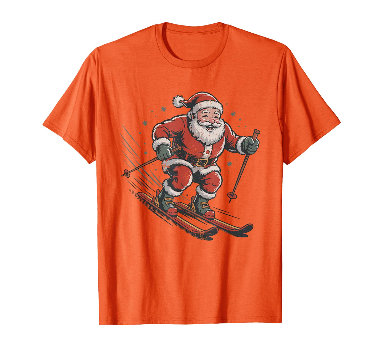 Santa Skiing Retro Vintage 90s Christmas Holiday Sports T-Shirt