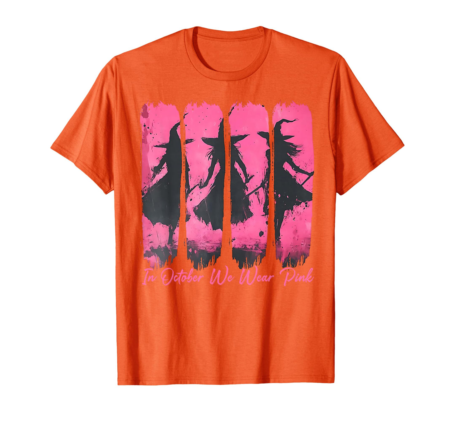 Retro in October We Wear Pink Witch Breast Cancer Awareness T-Shirt