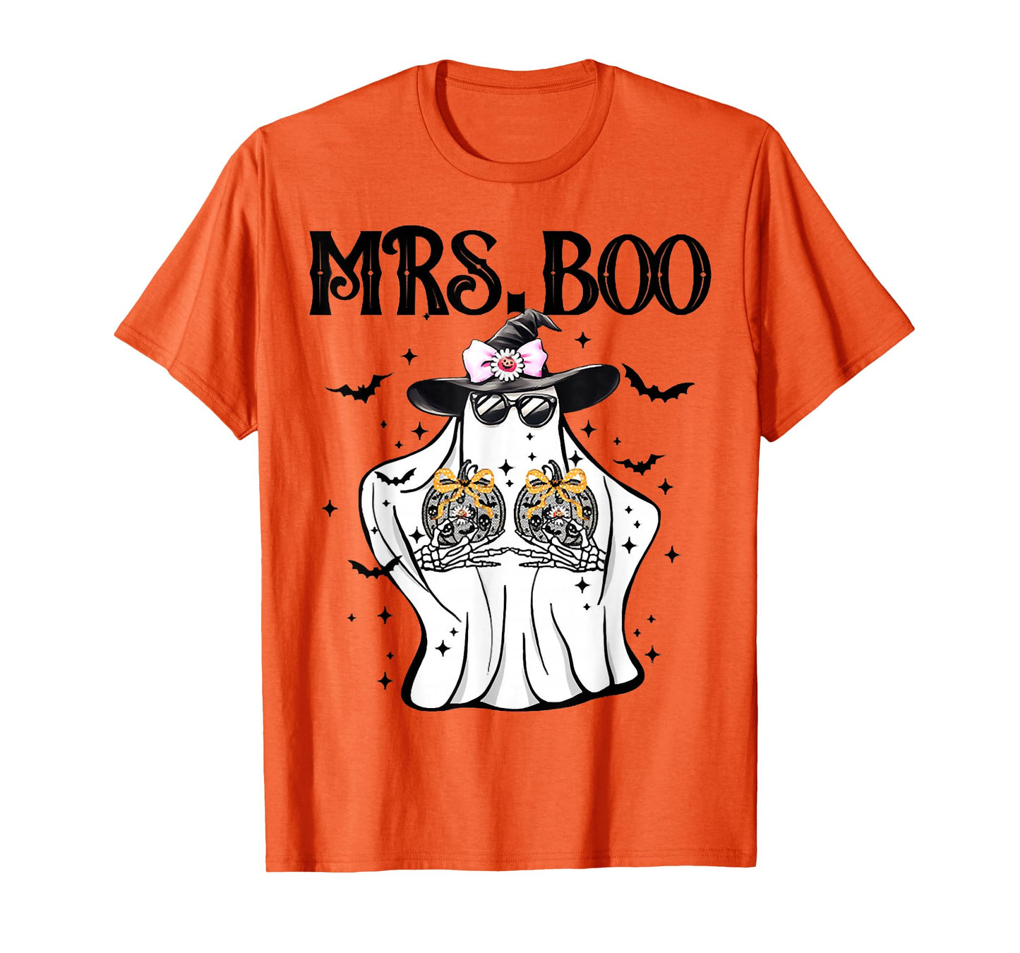 Halloween Ghost with Bows and Witch Hat, Mrs. Boo Halloween T-Shirt