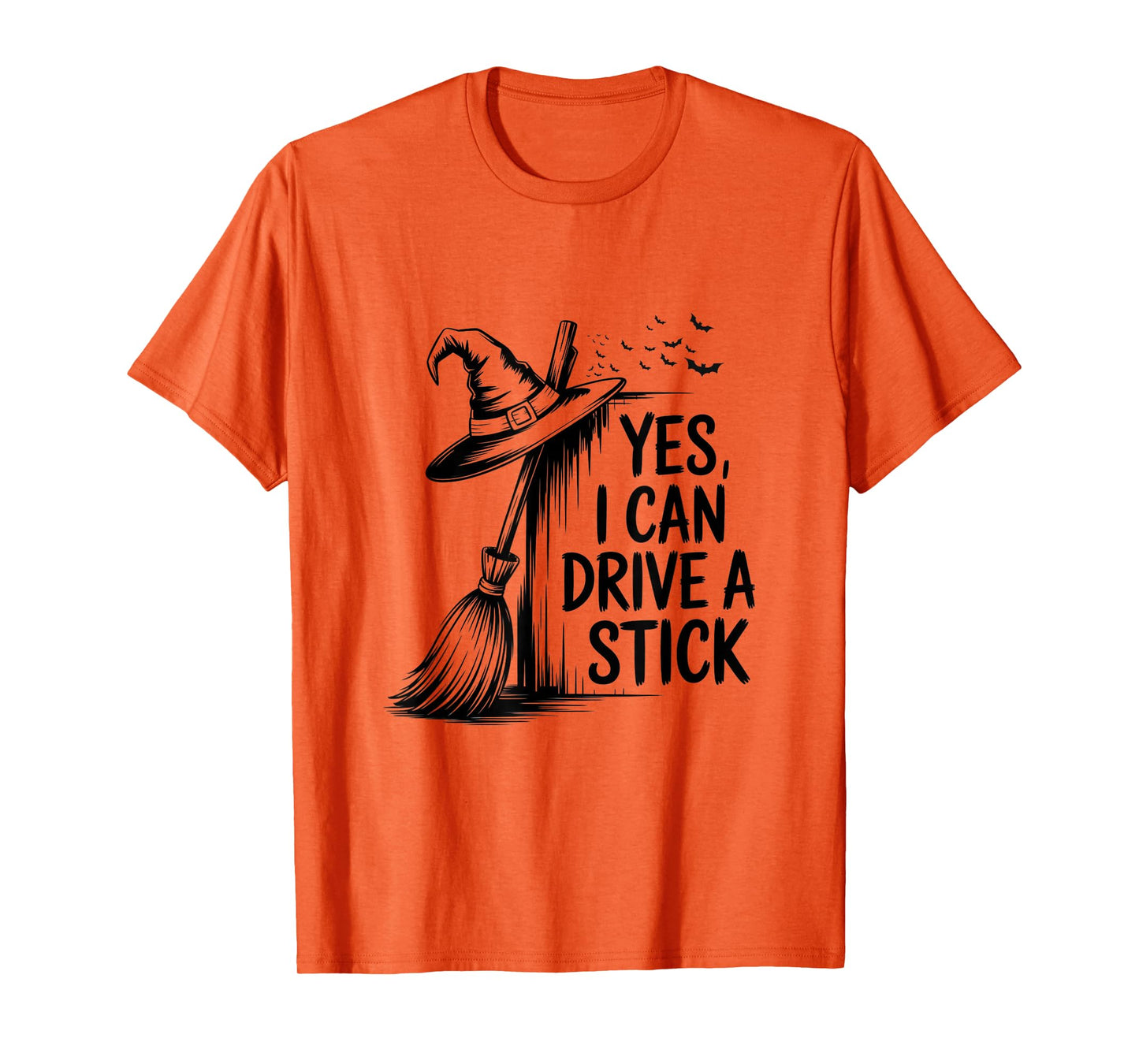 Yes I Can Drive A Stick Funny Halloween Spooky Witch T-Shirt