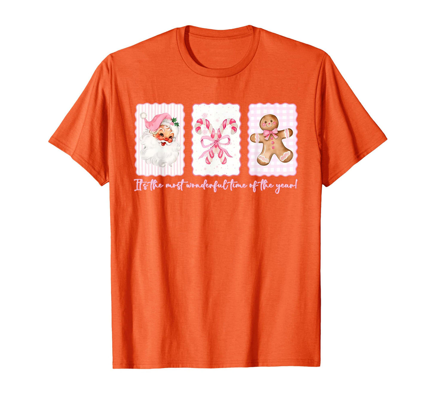 It's The Most Wonderful Time Pink Santa Coquette Bow Xmas T-Shirt