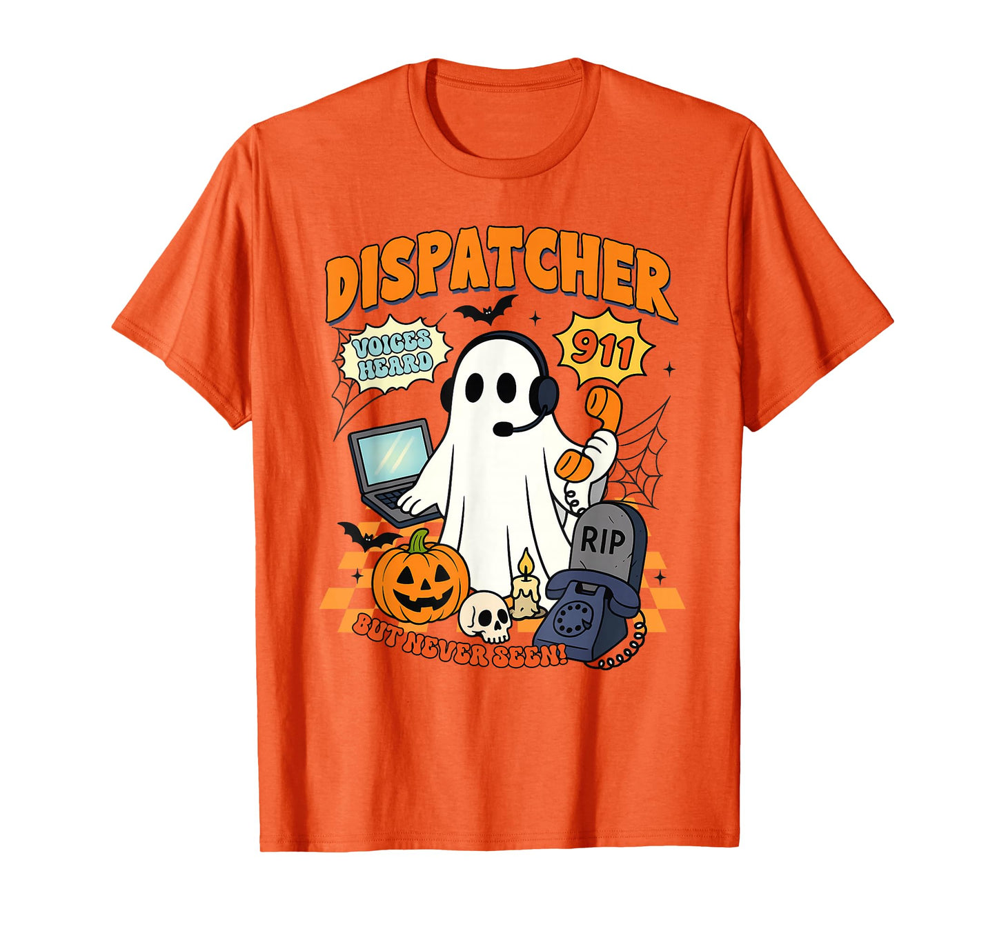 Halloween Vibes Spooky Season Dispatcher 911 Boo Ghost T-Shirt