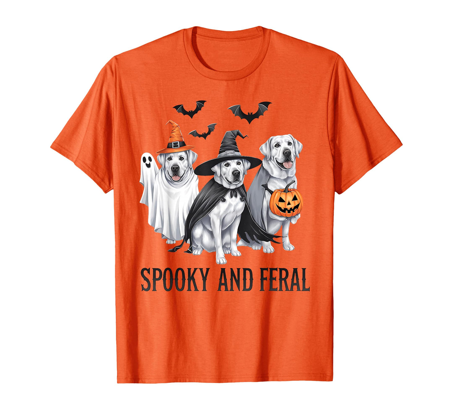 Labrador Halloween Funny Spooky and Feral Dog Ghost Pumpkin T-Shirt