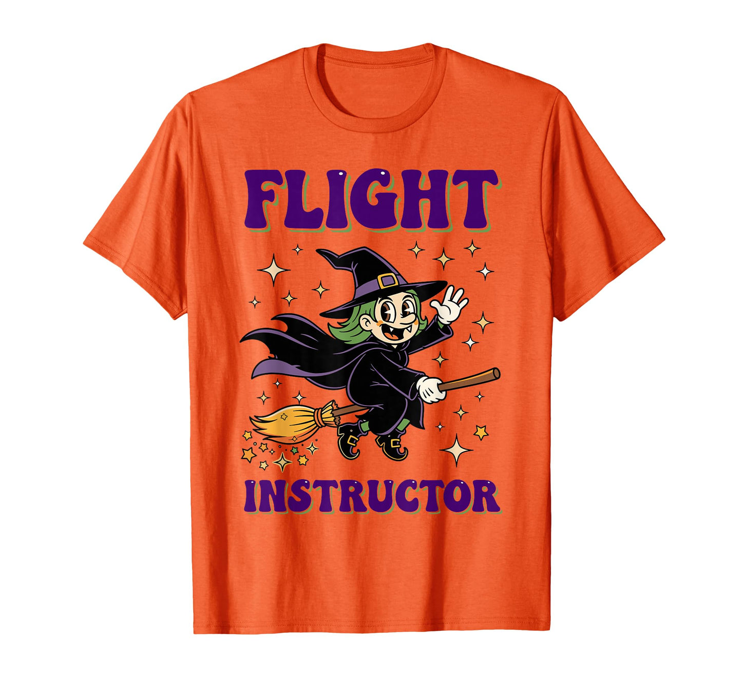 Flight Instructor Witch Riding Broomstick Halloween Costume T-Shirt
