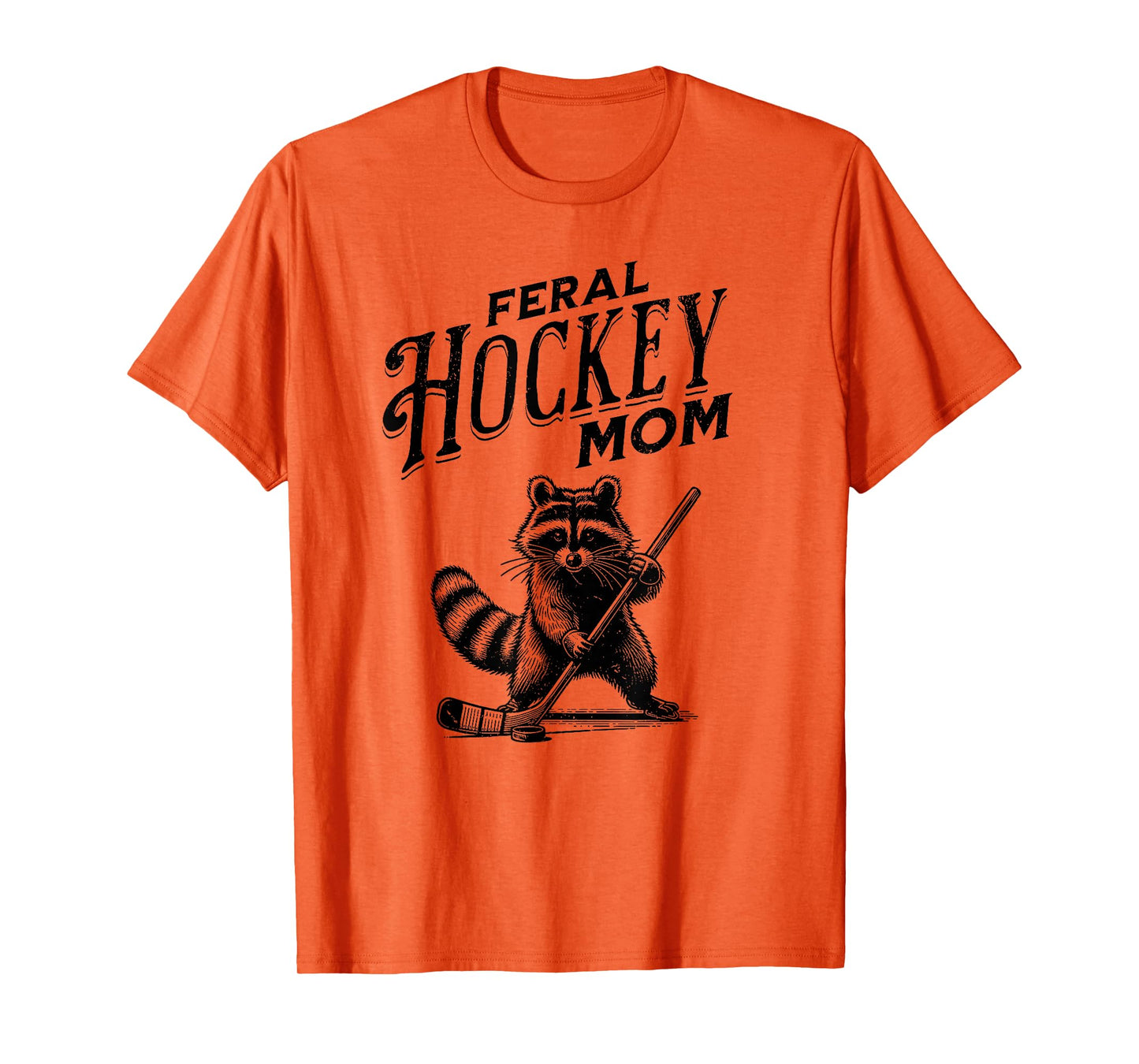 Retro Raccoon Feral Hockey Mom Hockey Player Trash Panda T-Shirt