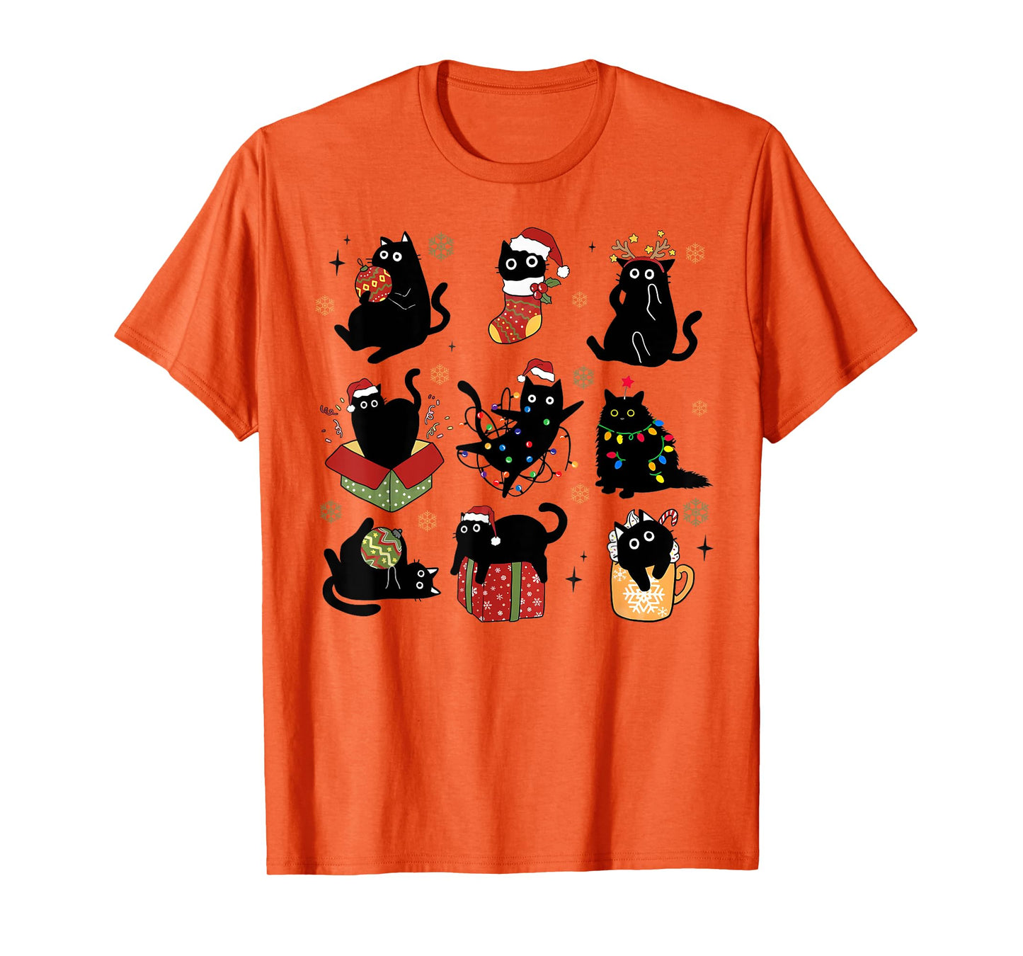 Christmas Cats Lover Santa Cat Light Reindeer Pajamas Xmas T-Shirt