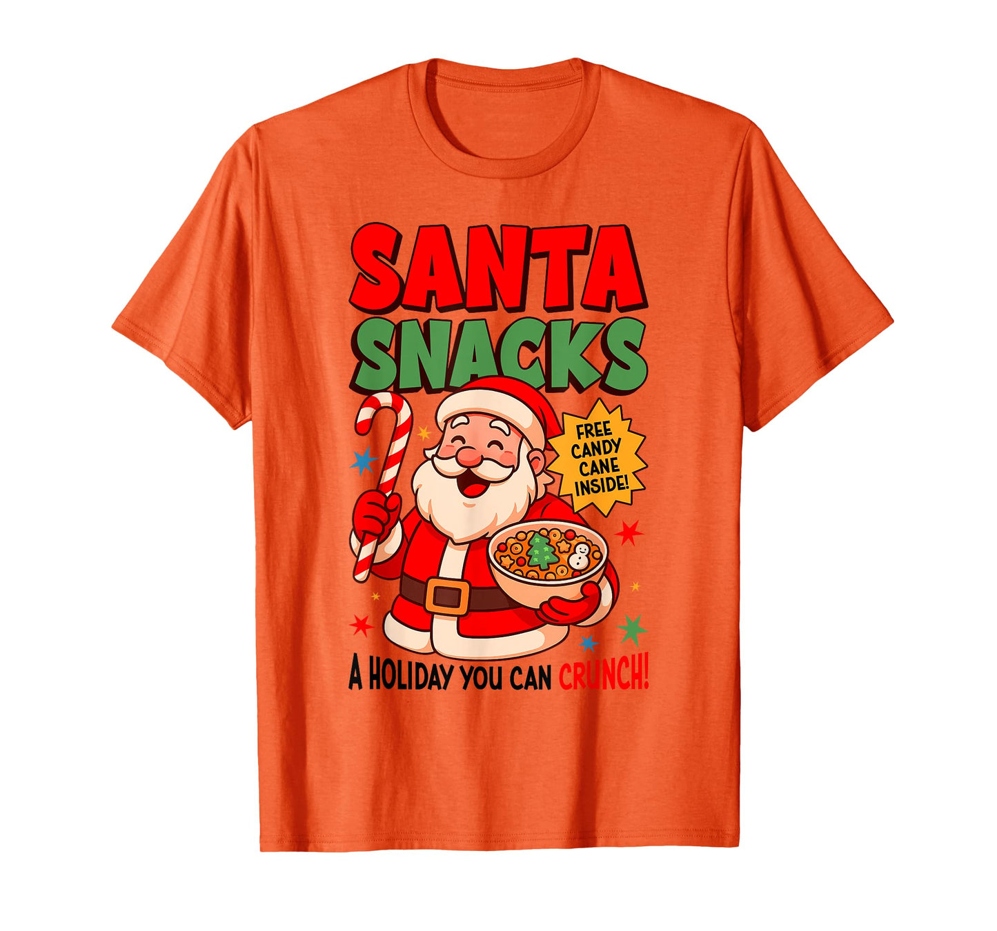Santa Snacks Funny Santa Claus Gingerbread Candy Cane Xmas T-Shirt