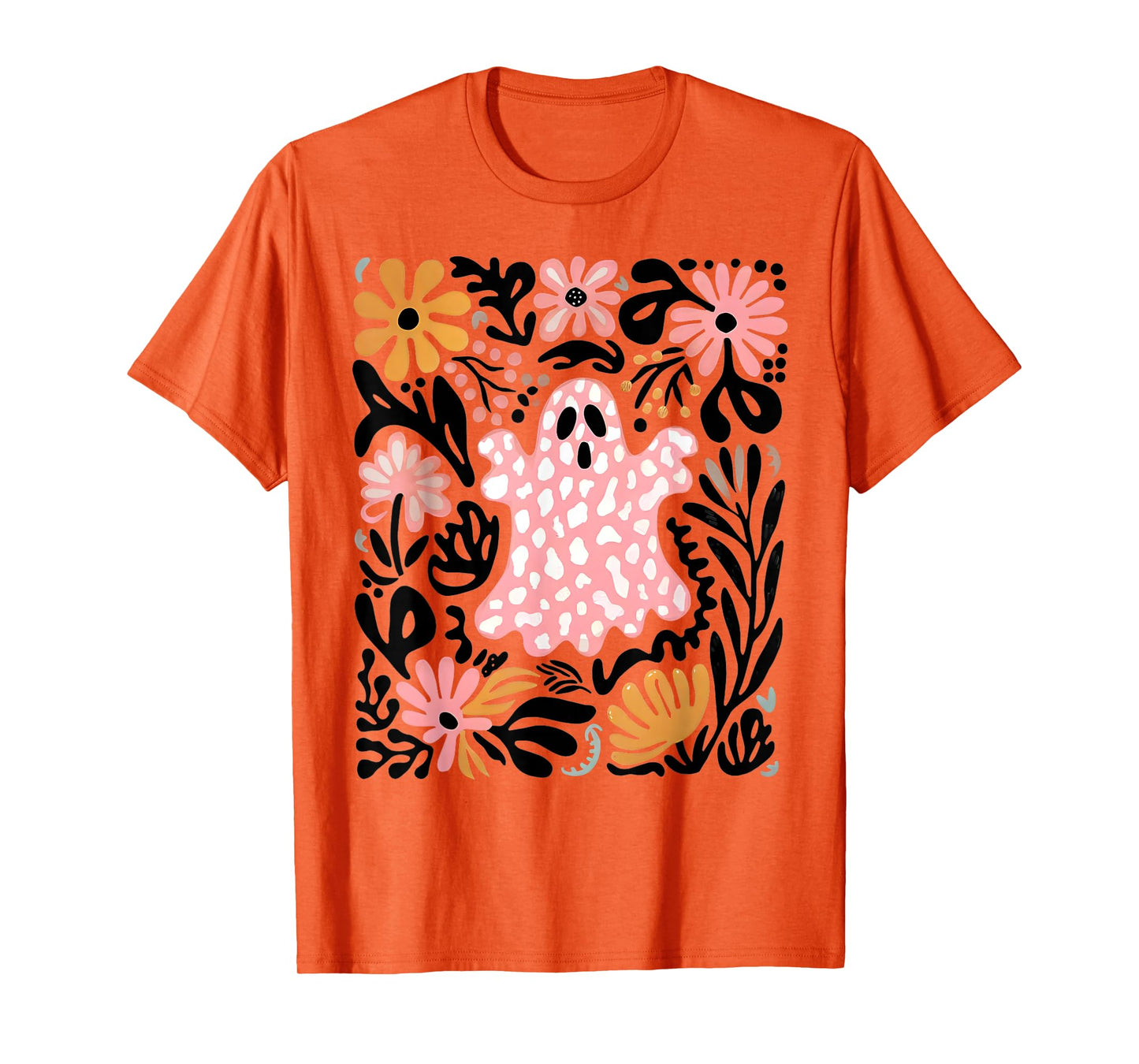 Halloween Ghost Spooky Season Retro Boho Floral Girl Women T-Shirt