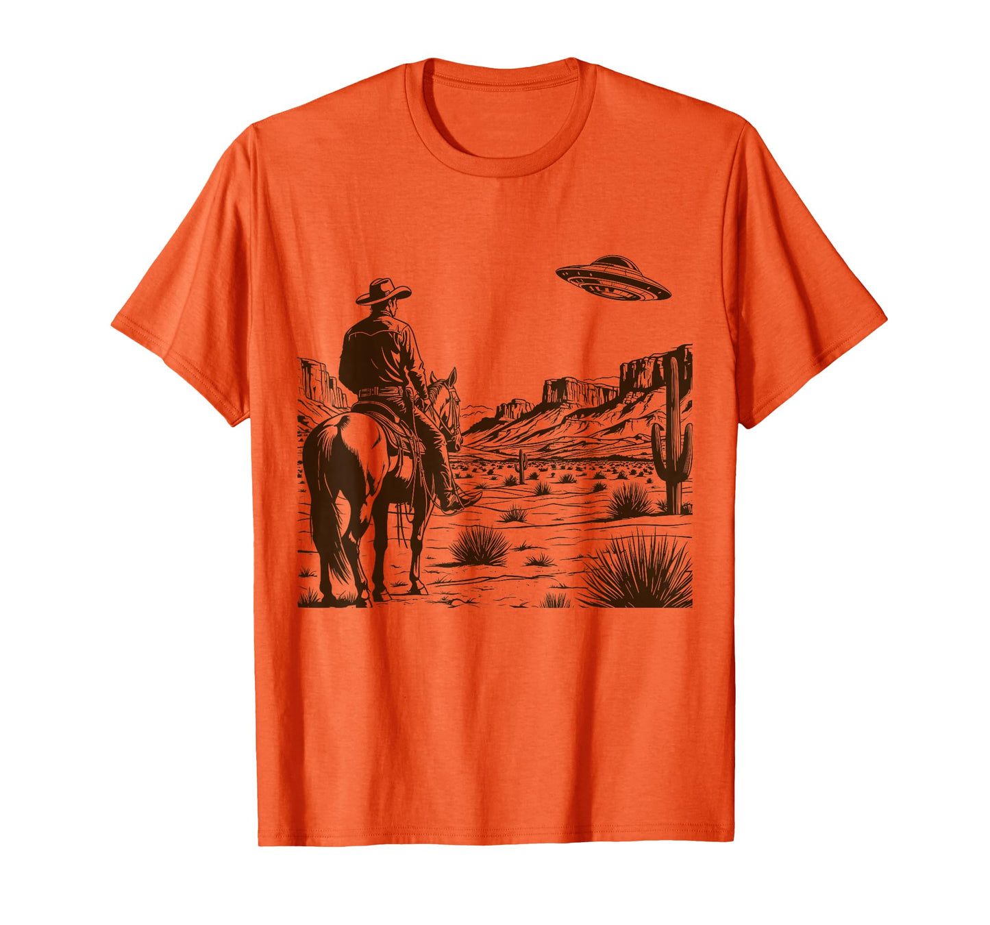 Ufo Western Retro Vintage Cowboy T-Shirt
