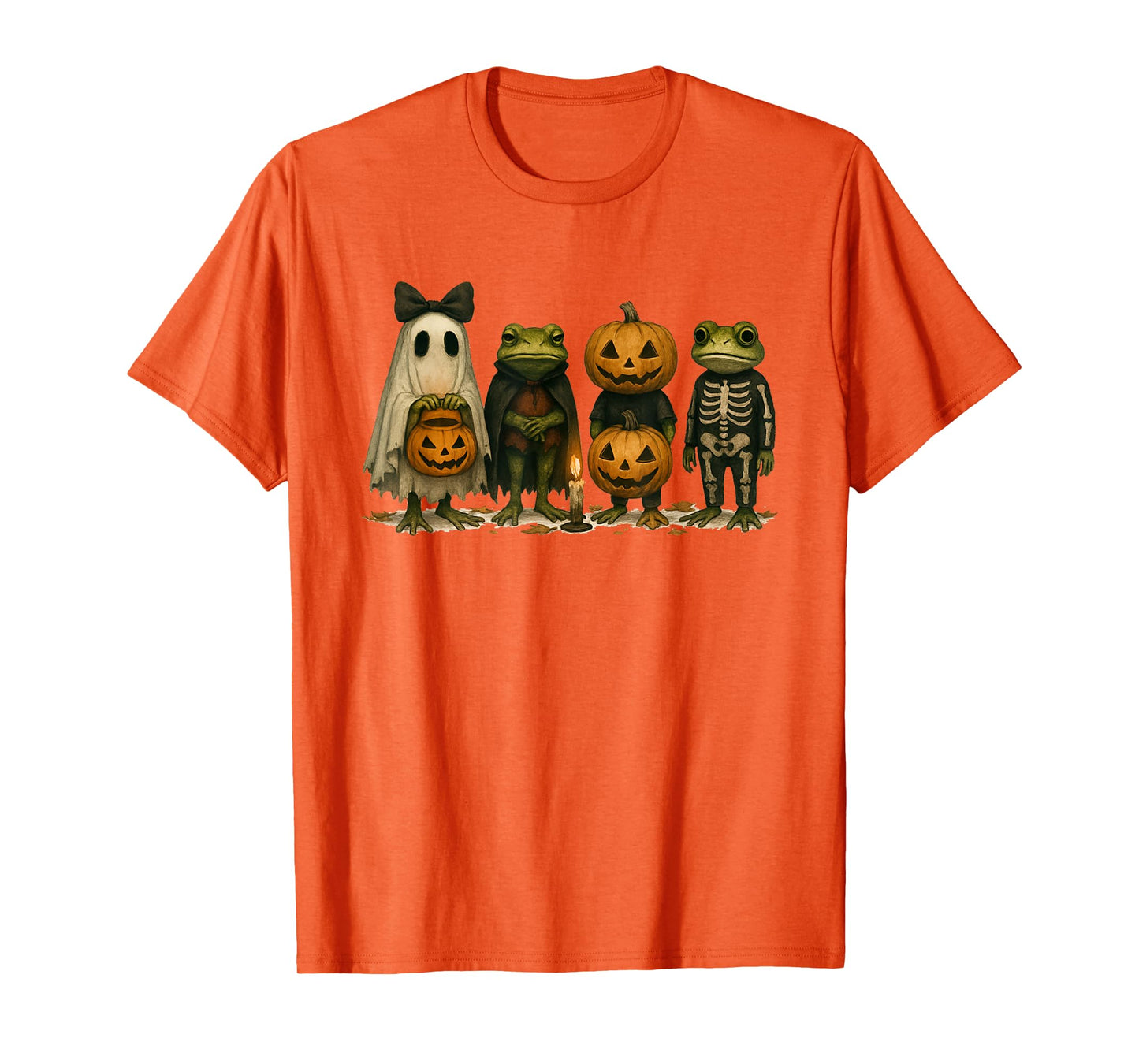 Spooky Skeleton Frog Cute with Pumpkin and Creepy Vibes T-Shirt