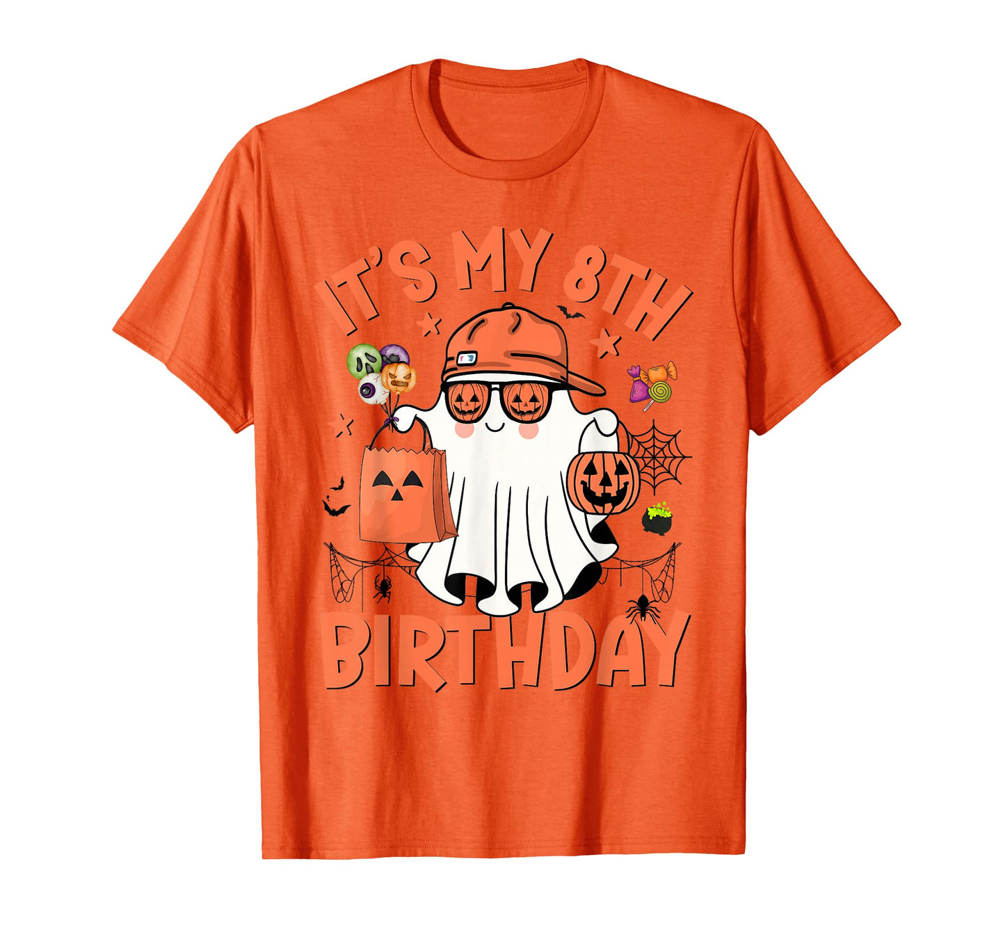 It's My 8th Birthday Funny Halloween Ghost Boo 8th Bday Boy T-Shirt