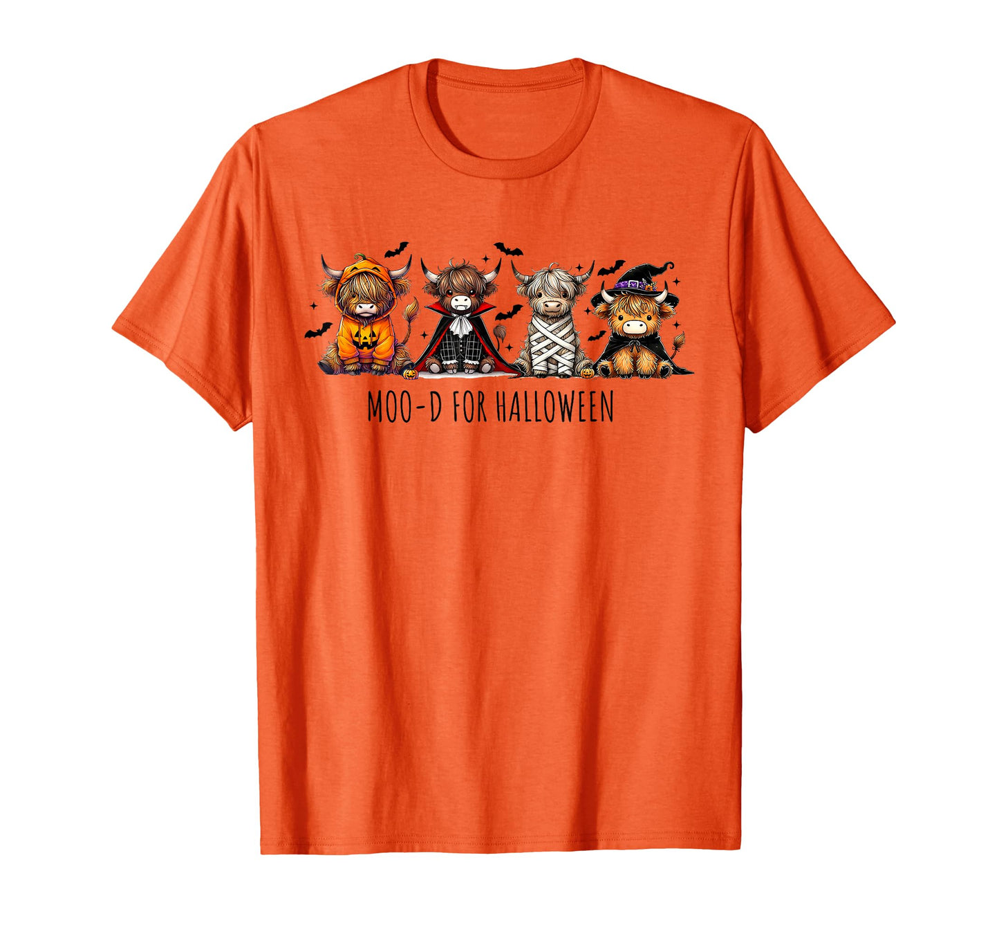 Retro Moo-d for Halloween Highland Cow Spooky Season Outfit T-Shirt