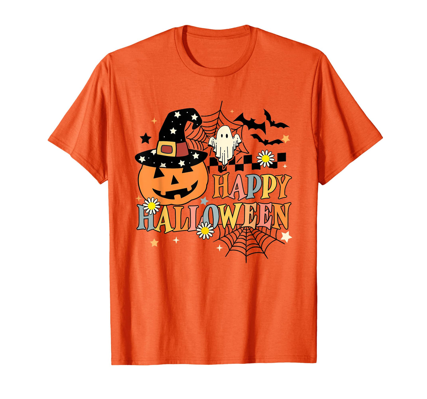 Happy Halloween Pumpkin Ghost Witch Hat T-Shirt