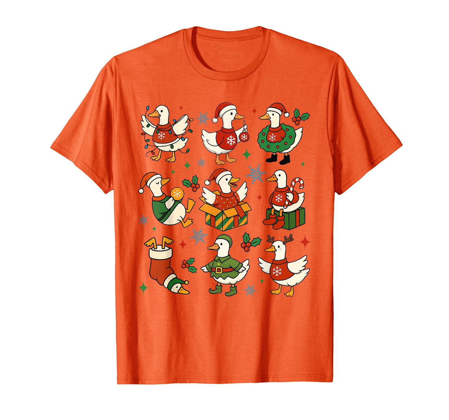 Funny Christmas Goose Santa Goose Reindeer Holiday Festive T-Shirt