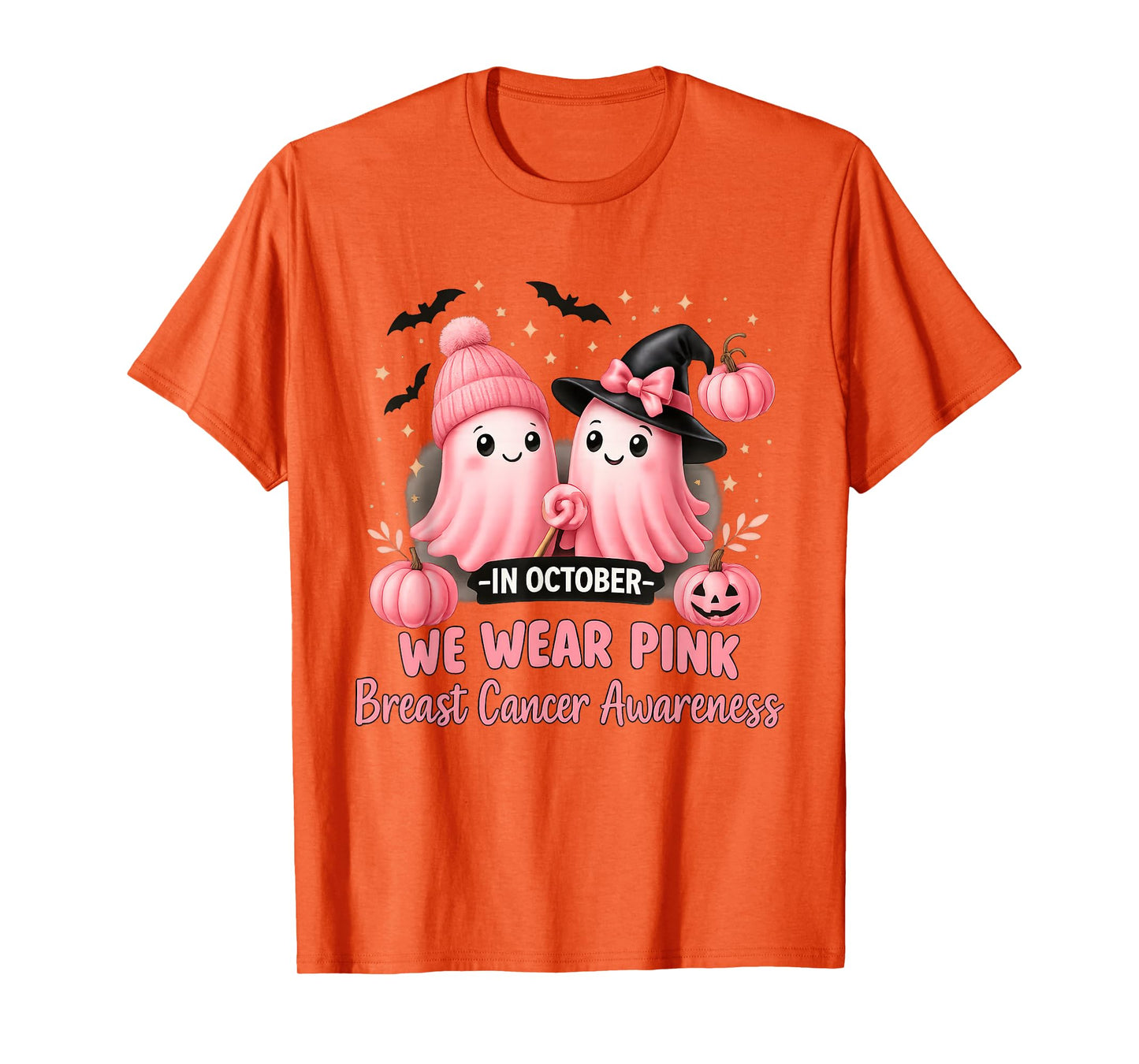 Breast Cancer Women Halloween Girls in October We Wear Pink T-Shirt
