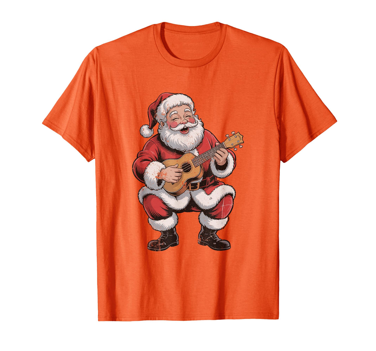 Vintage Santa Playing Ukulele Retro 90s Chrismas Holiday T-Shirt