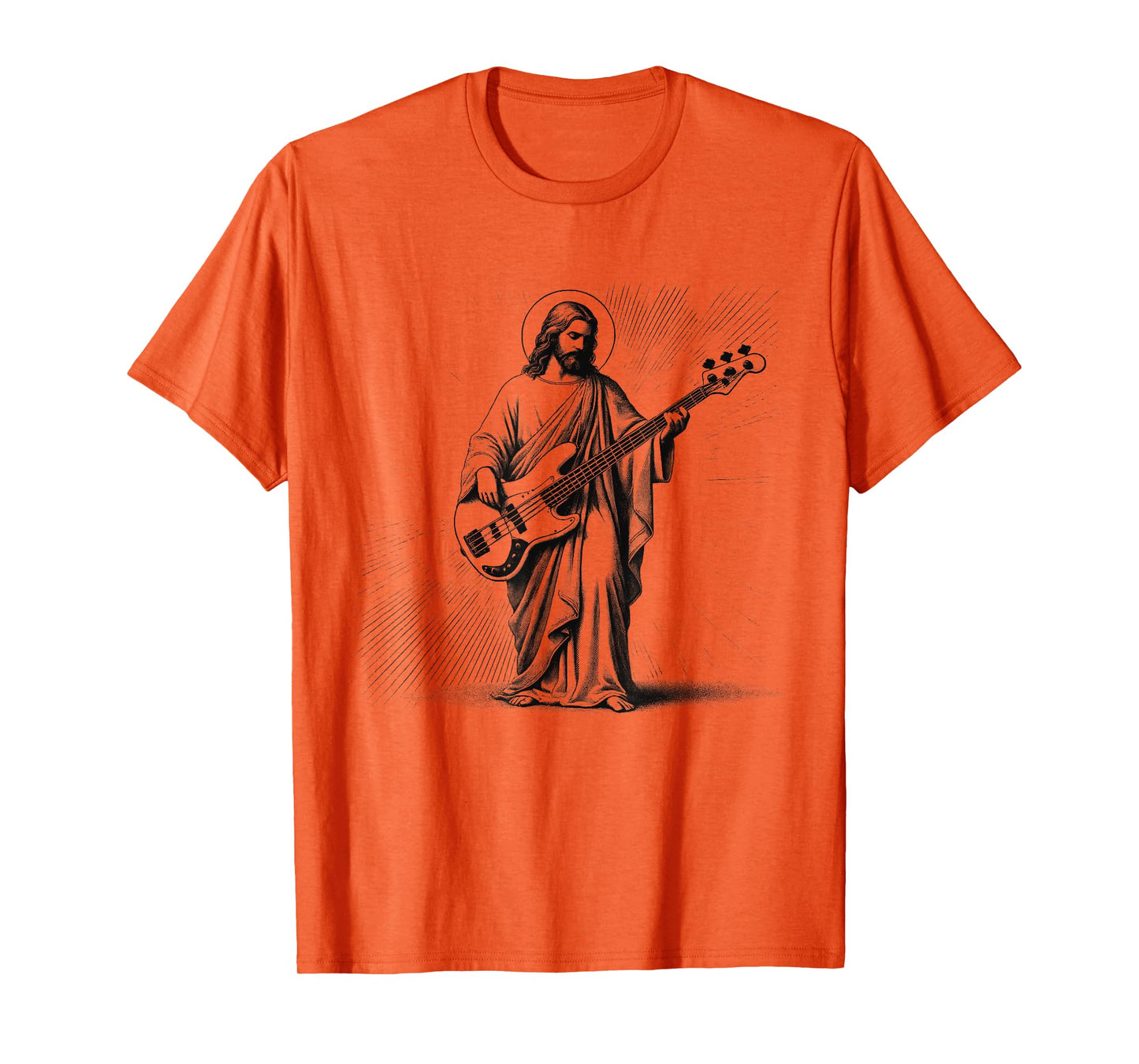 Jesus Playing Bass Guitar Guitarist Christian Vintage Rock T-Shirt