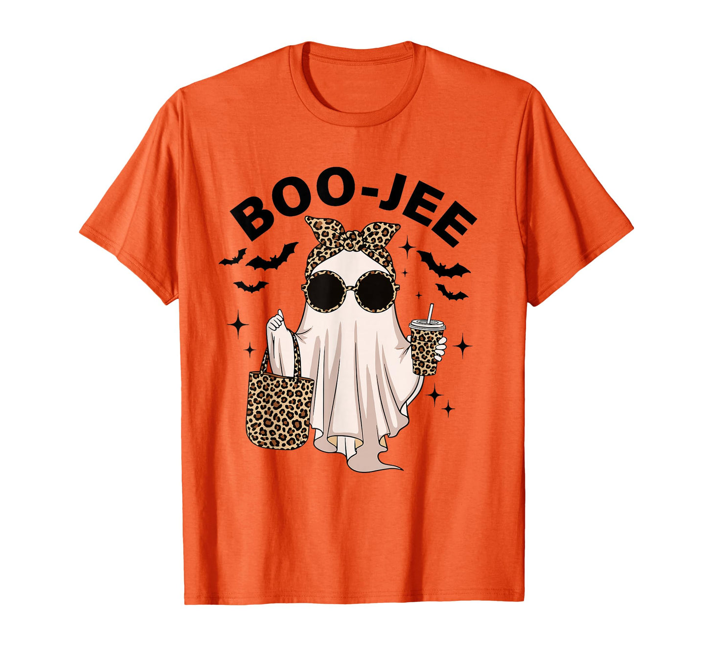 Coquette Leopard Ghost Coffee Boo-JEE Halloween Boujee Ghost T-Shirt