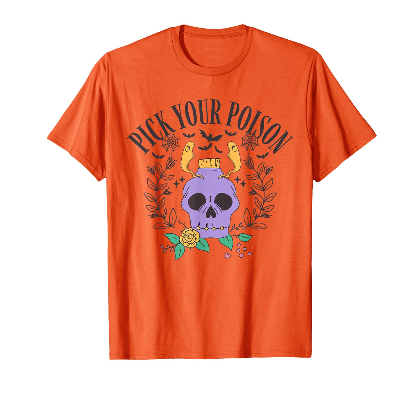 Pick Your Poison Vintage Spooky Season Halloween Skeleton T-Shirt