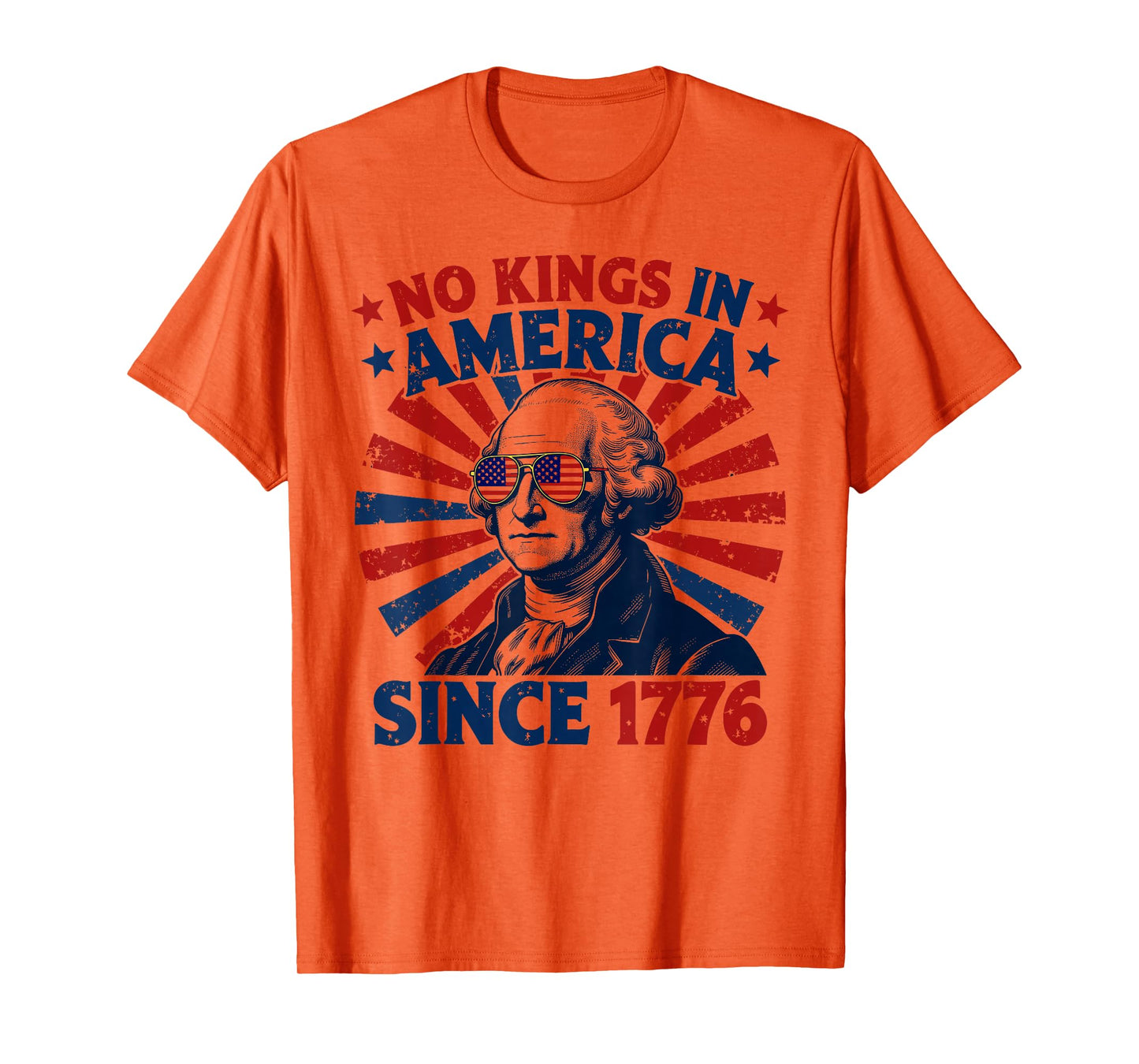 No Kings in America Since 1776 Distressed Flag USA Vintage T-Shirt