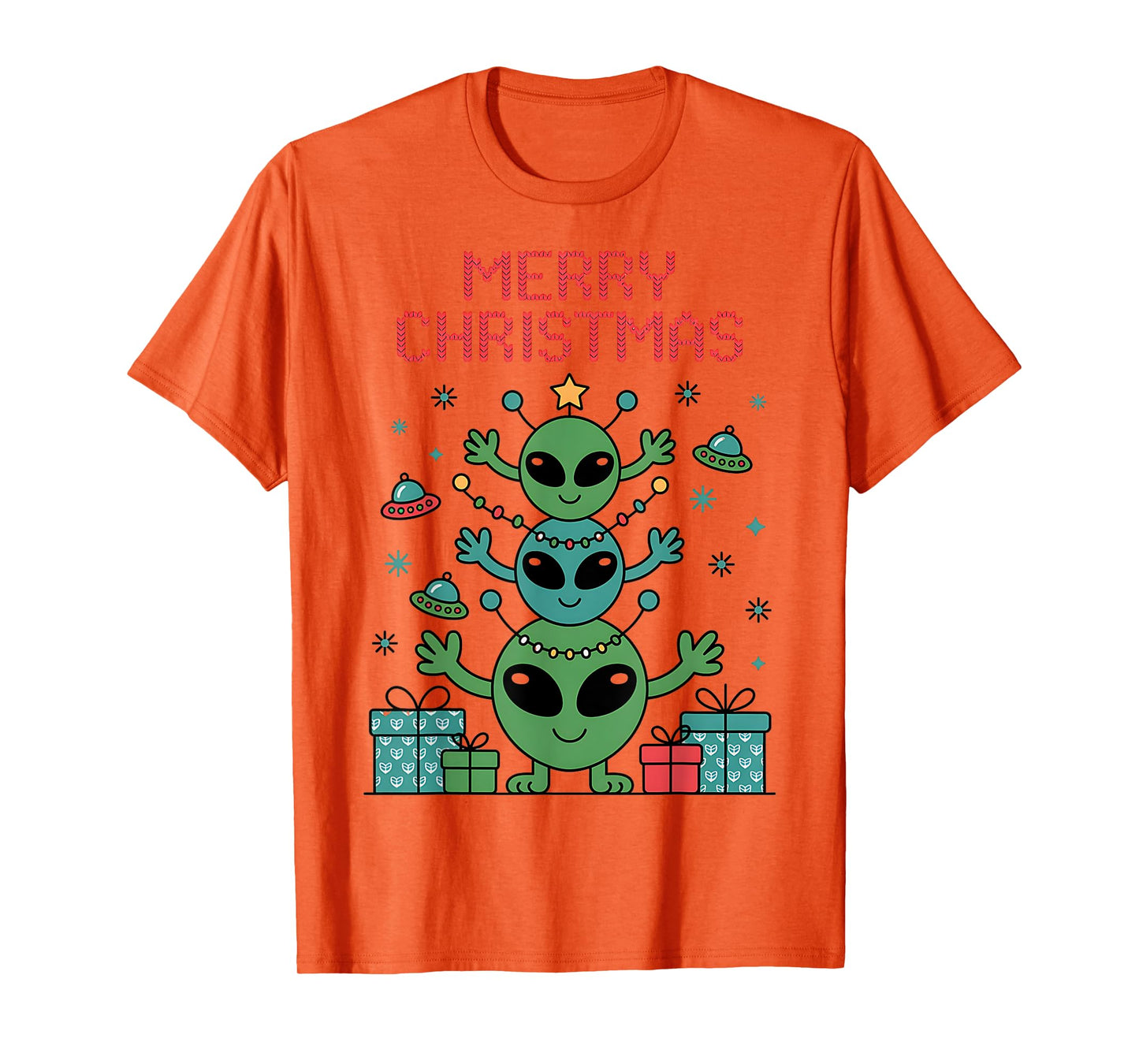 Funny Alien Trio Merry Ugly Christmas Santa Hat Gifts Xmas T-Shirt