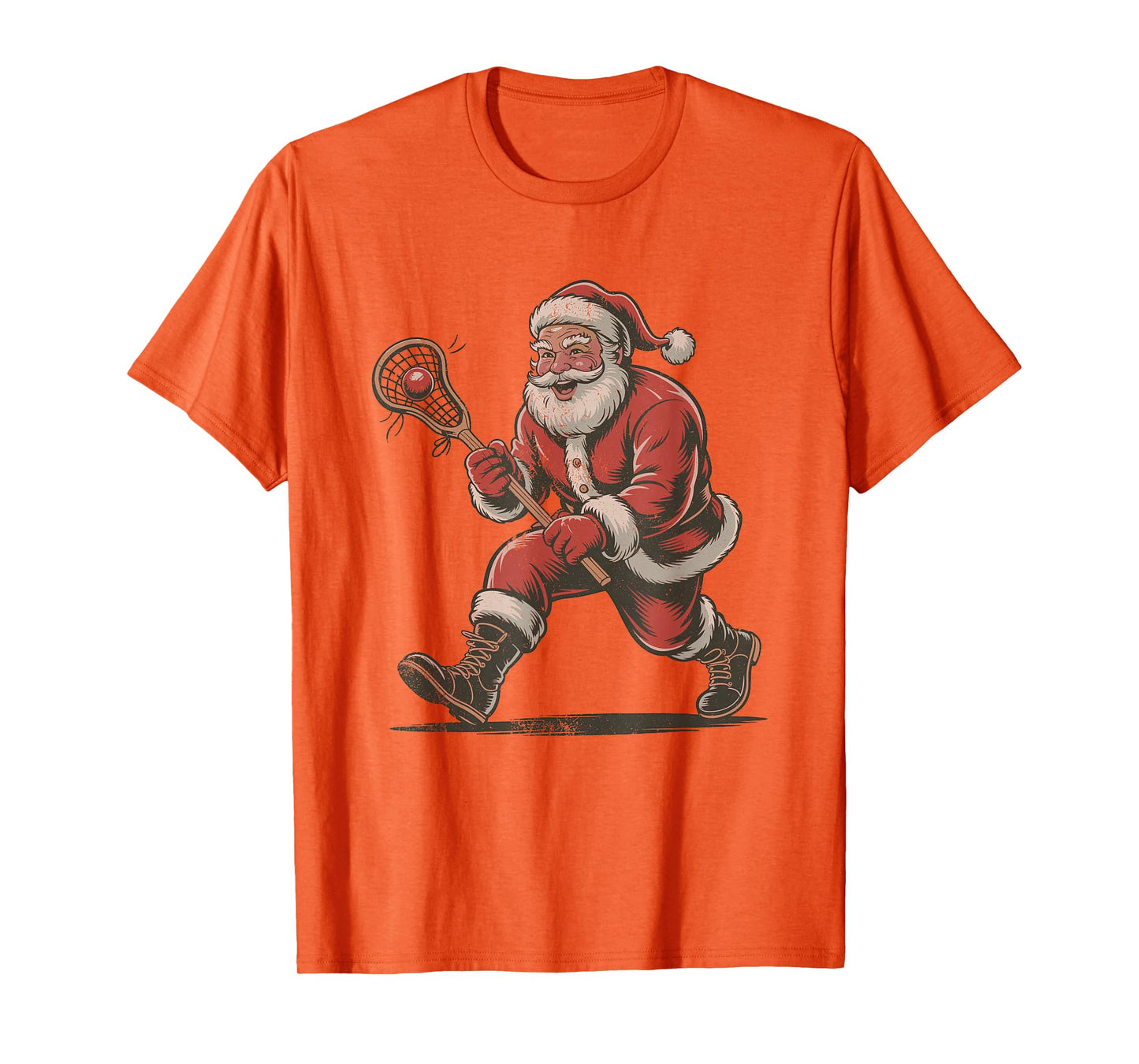 Santa Playing Lacrosse Retro Vintage 90s Christmas Holiday T-Shirt