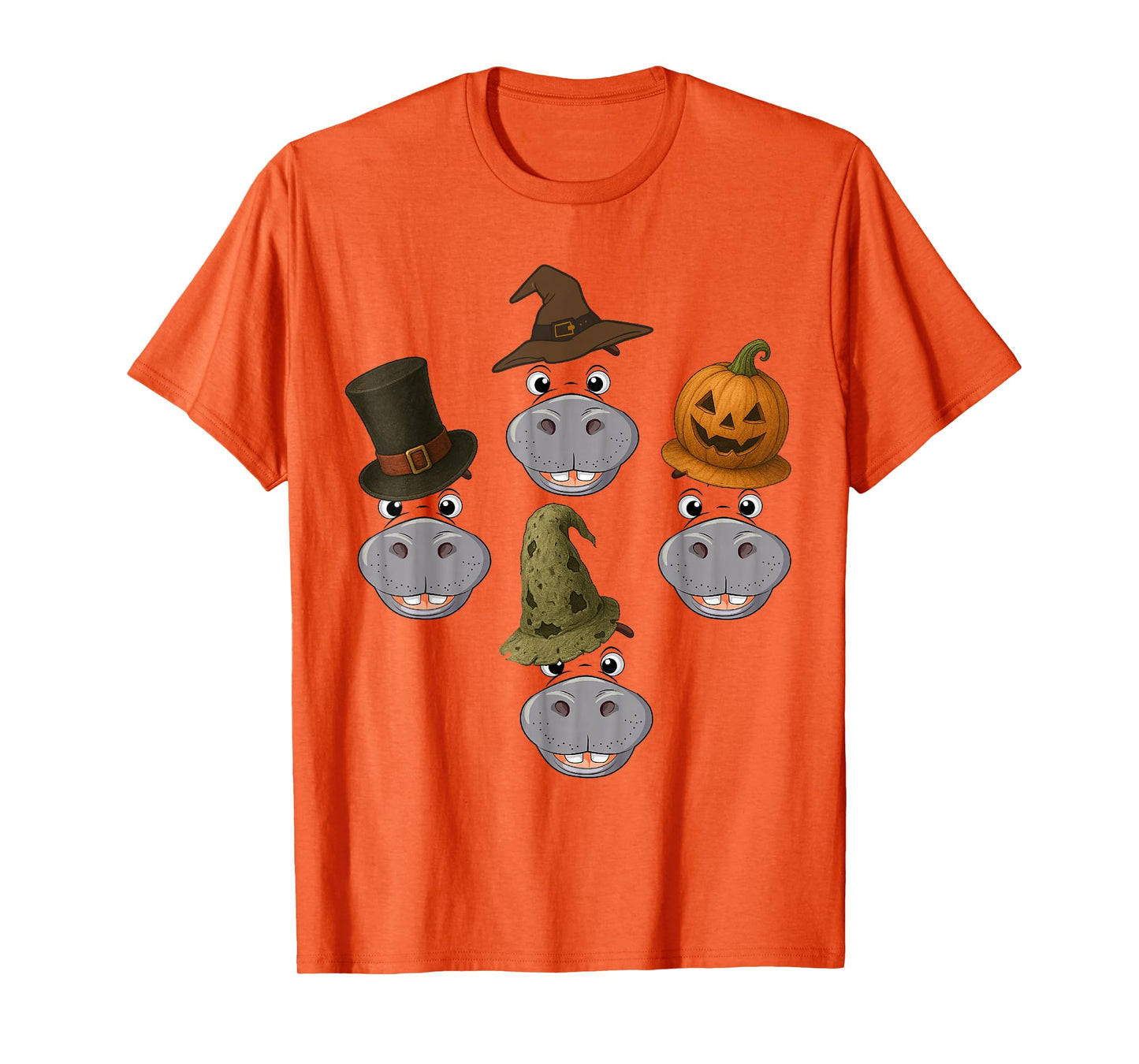 Hippo Spooky Ghost Horror Pumpkin Zombie Halloween T-Shirt